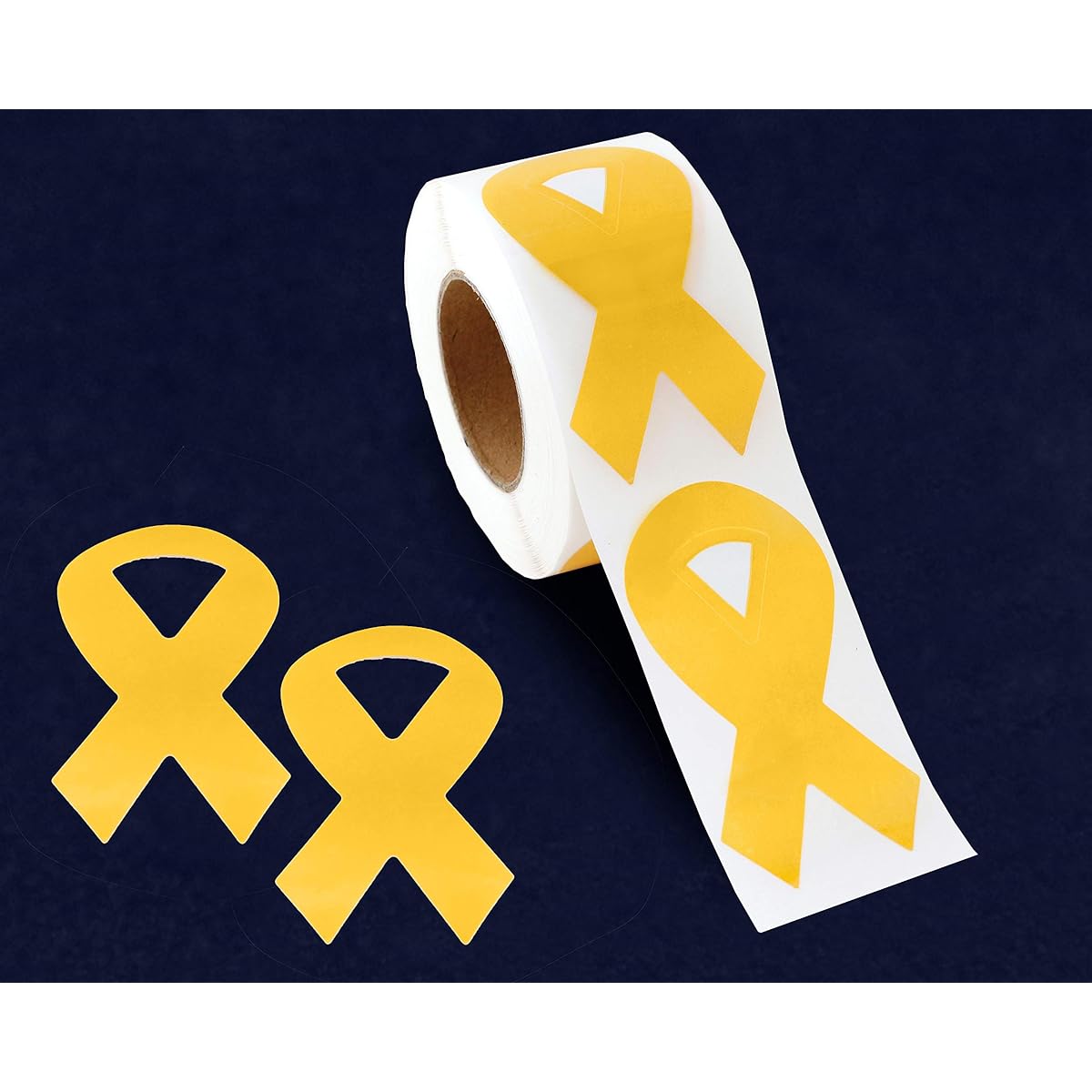 Fundraising For A Cause 250 Gold Ribbon Stickers - Large Ribbon (250 Stickers)