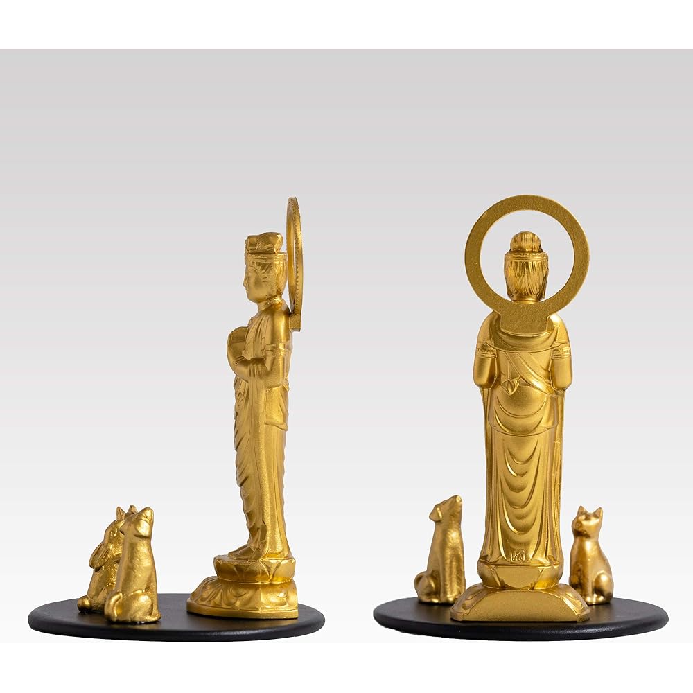 Buddha Statue Pet Kannon Bodhisattva 7.7cm (Gold) _"Animal Protection/Pet Memorial Service" Takaoka Copperware (P Kannon/S)