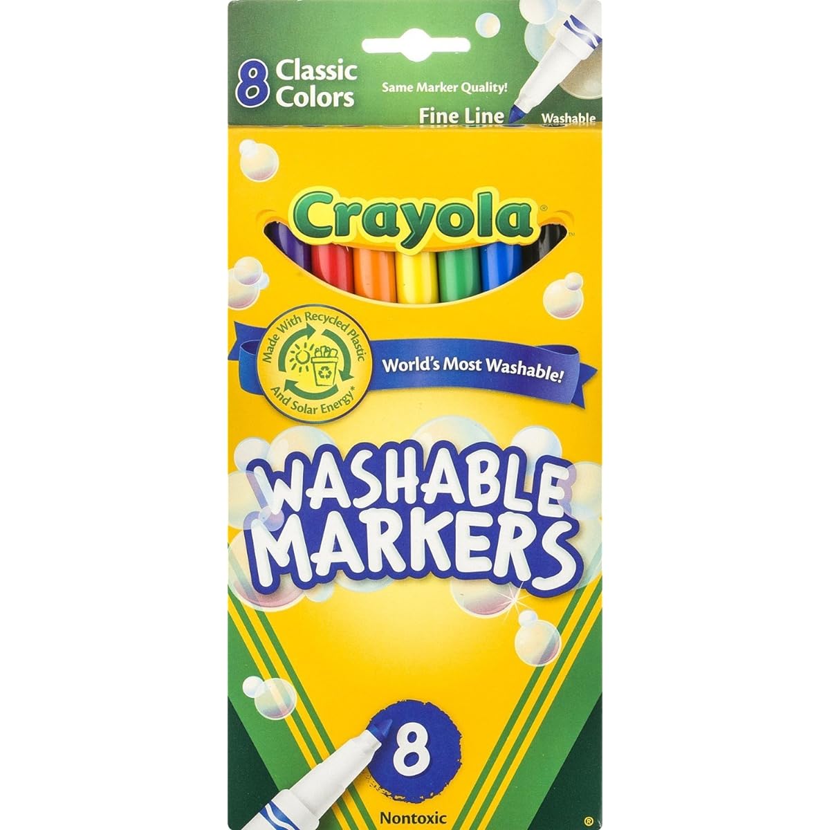 (Case of 24 Cases) - Crayola Ultra-Clean Washable Markers, Colour Max, Fine Line Classic Colours 8 Ea (Pack of 24)