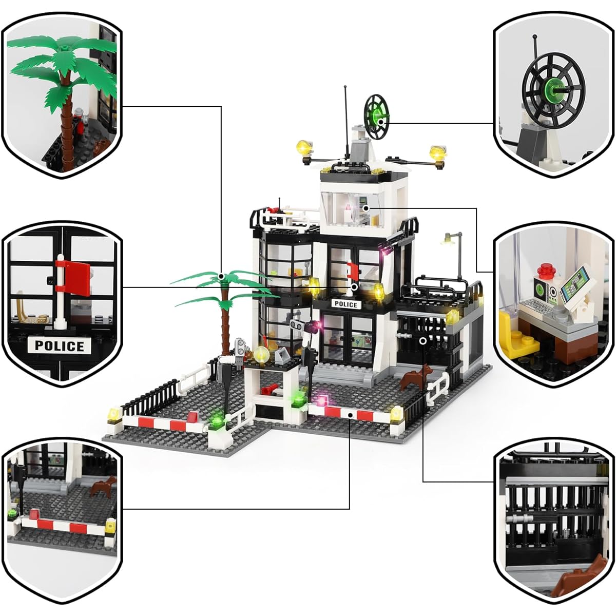 City Police Station Building Set 631 Pieces - City Police Station & Car Building Blocks Set City Police Set Toy Building Blocks Kit Gift for Boys Girls 6-12 Years Old (Compatible with Lego City Police Station)