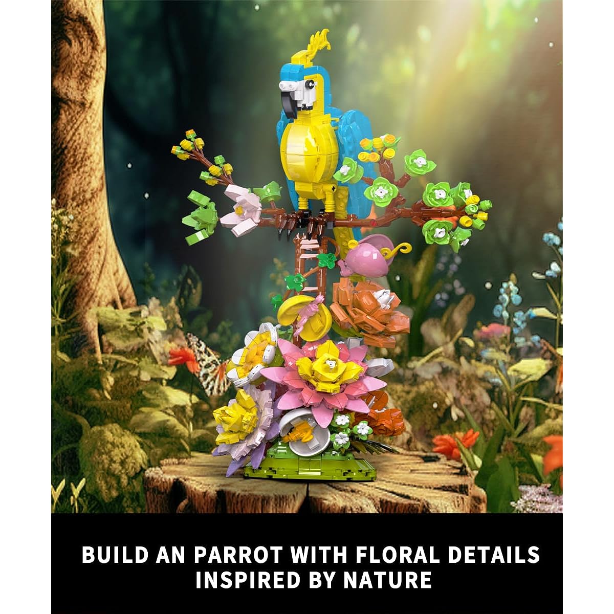 TOY PLAYER Flower and Parrot Building Set, Cute Bird and Succulent Collection Set, Harmonious Integration of Animals and Plants Building Set (Compatible with Lego - 1162 Pieces)