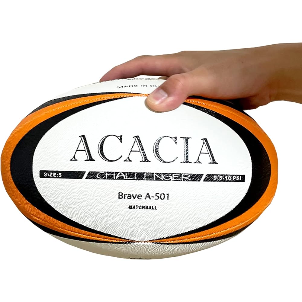 AcaciA Rugby Ball No. 5 Brave A-501-B Blue, Black, White Rugby Ball No. 5 for General, University, High School, and Junior High Schools