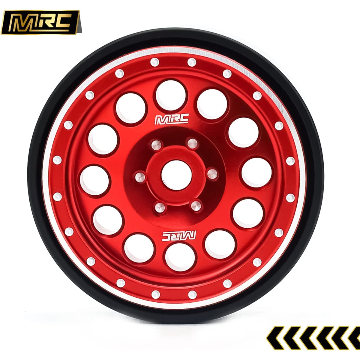 MRC SXC24 Upgrade Aluminum Beadlock 1.0 Wheels (4) Set SCX24 Deadbolt C10 Jeep Betty (Red)