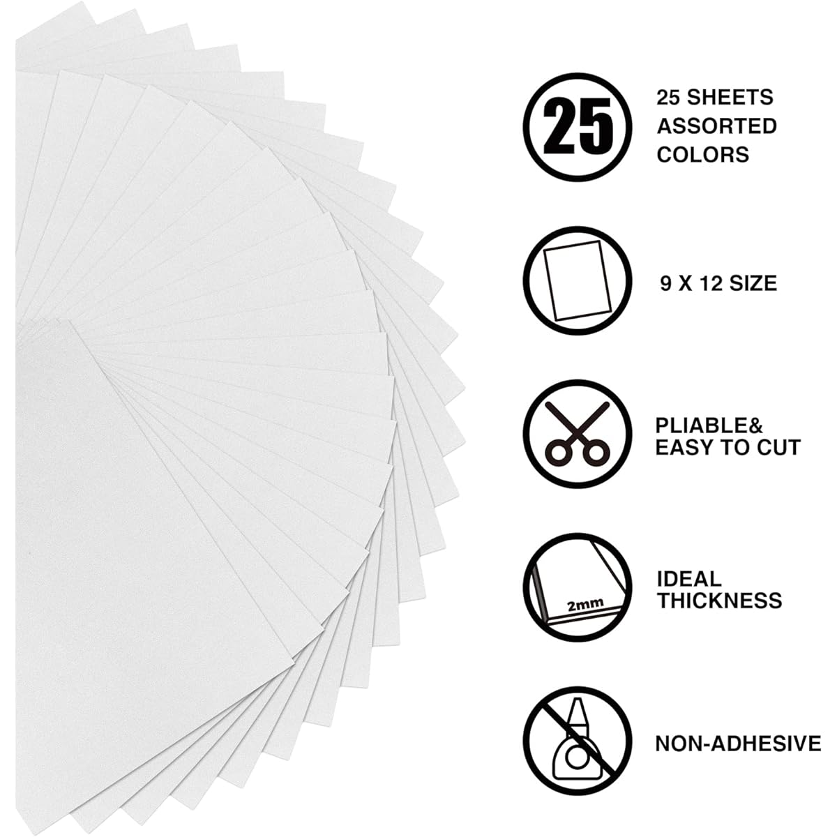 9 x 12 Inch White Foam Sheets Craft, 2mm Thickness 25 Pack Premium White Foam Paper Set for Crafts, DIY Projects, Classroom, Scrapbooking, 3D Card Making
