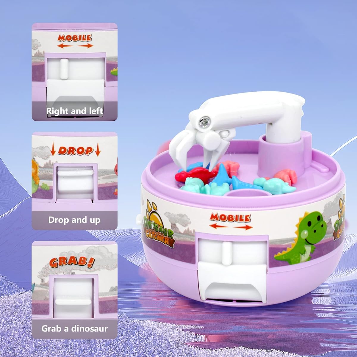 Claw Machine, Arcade Mini Toy Grabber Machine, Best Gift & Party Game for Kids, 3-4-5-6-7-8 (Dinosaur)