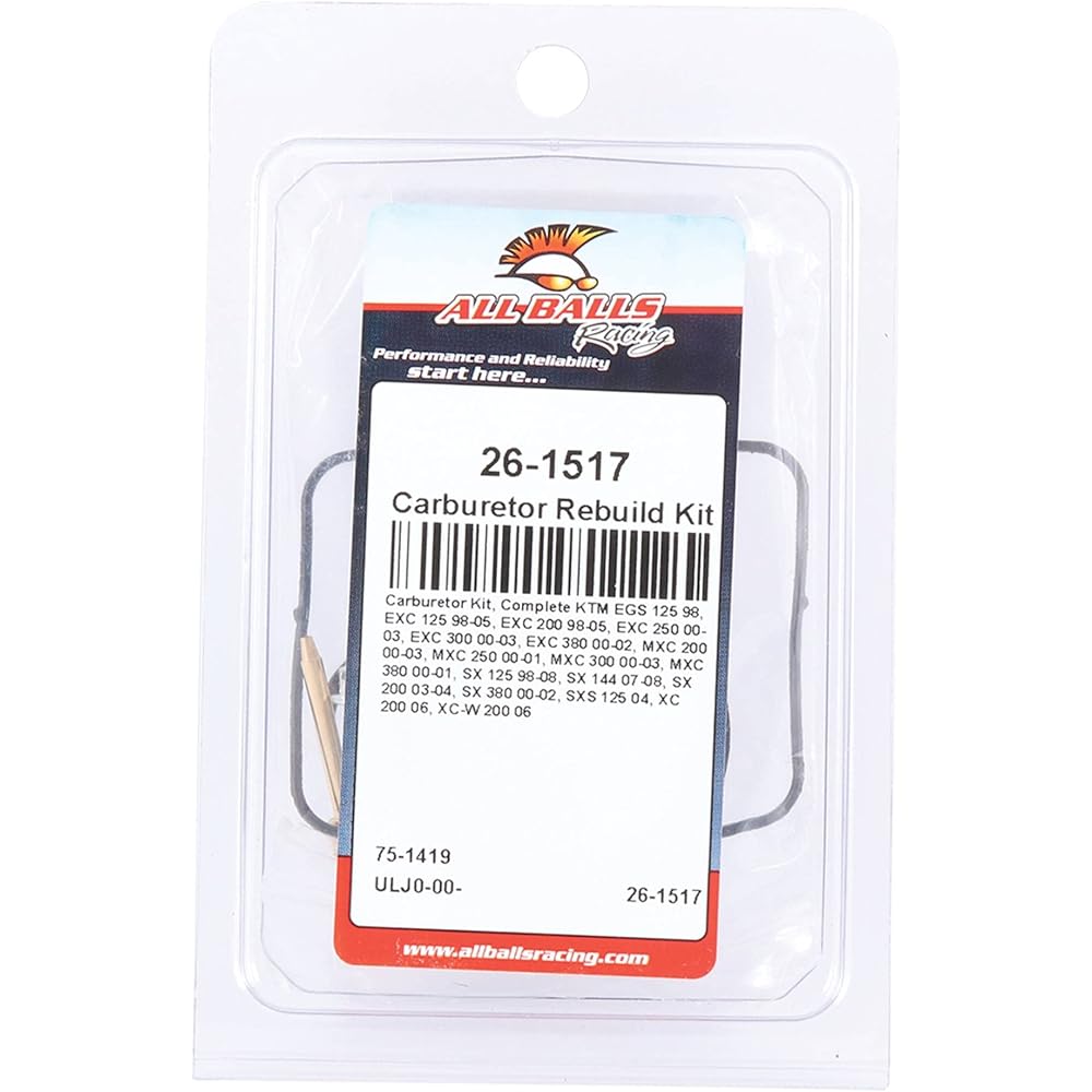 ALL BALLS RACING 26-1517 Carburetor Kit KTM 125 EGS 1998, 200 EXC 1998-2005, 200 MXC 2000-2003, 200 SX 2003-2004, 200 XC 2006, 2006, 250 EXC 200033