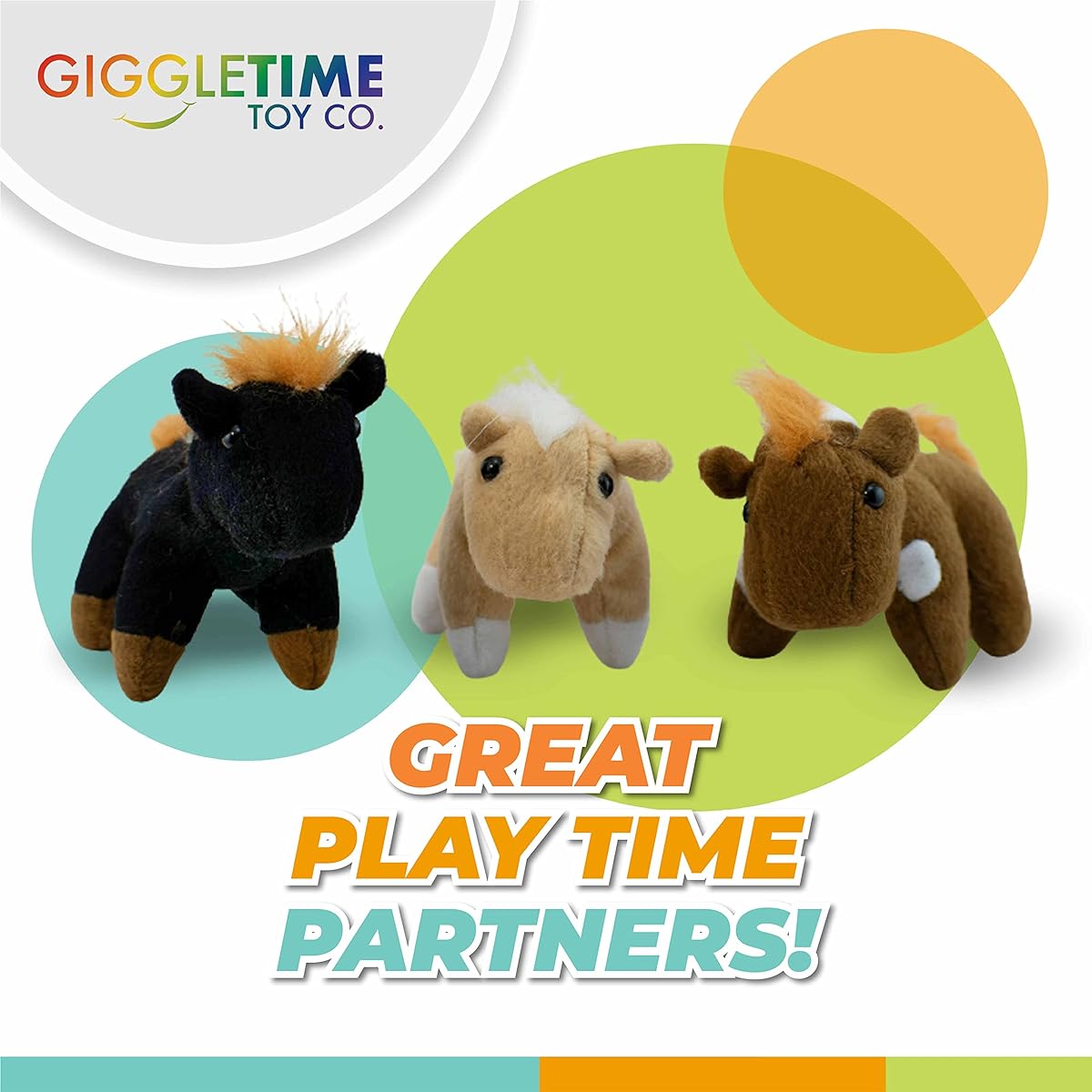 Giggle Time 12 Pieces Assorted Stuffed Horses in Various Styles for Kids Boys Girls Party Favors Pinata Stuffing Kids Gift Bags Carnival Prizes