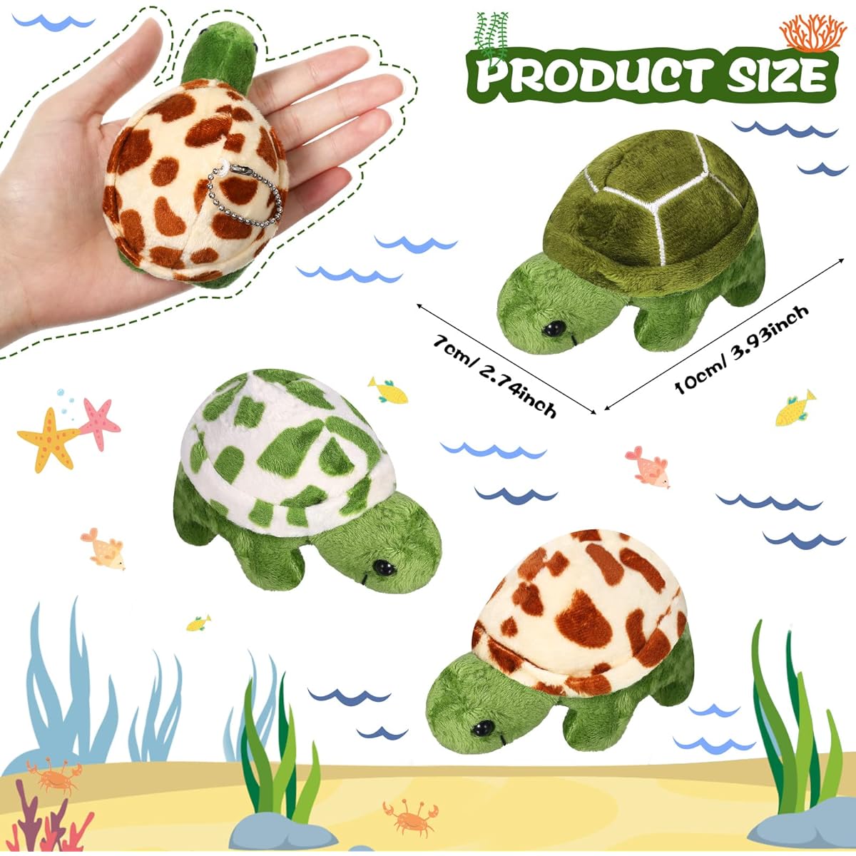 12 Pieces Mini Turtle Stuffed Animals Soft Turtle Animal Plush Toys Turtle Cute Stuffed Animals for Adults Birthday Party Decorations (Lovely Style)