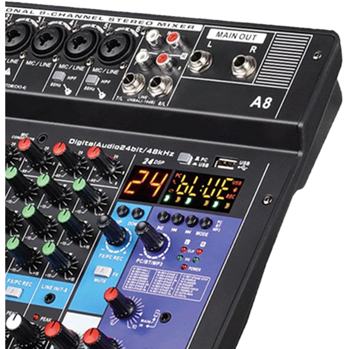 Deevoka Audio Mixer Sound Mixing Console, 8 Channels, Stereo Equalizer, Professional Mini for Party Internet Karaoke KTV Stage Home Karaoke DJ Studio