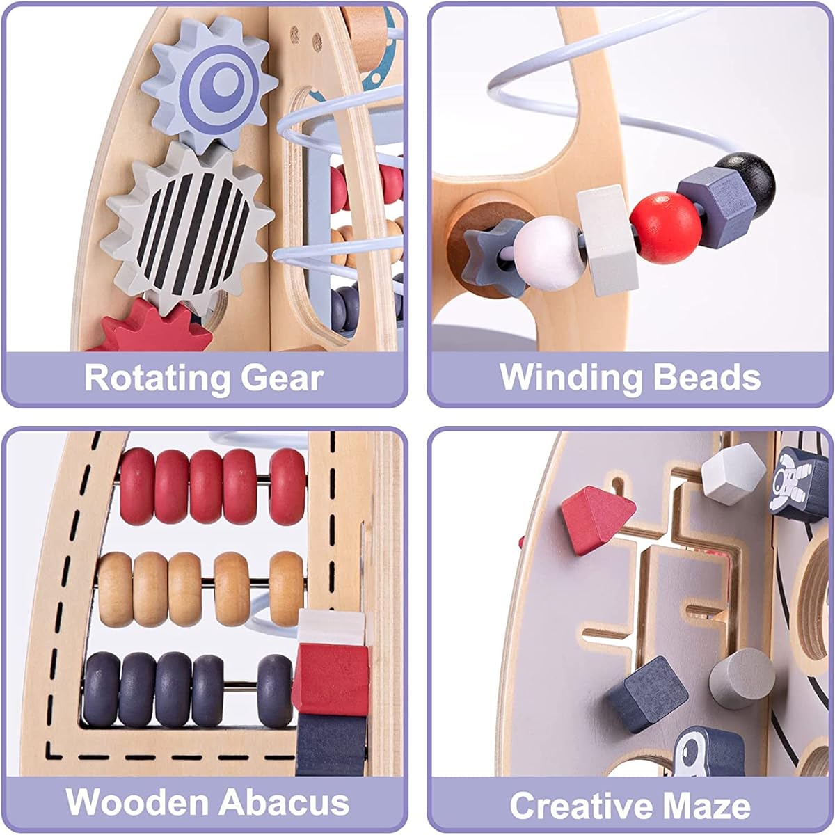 Wdmiya Space Wooden Toys for Baby,Activity Cube for Toddlers 1-3,Sensory and Montessori Toys for Boy and Girl Educational Birthday Gifts