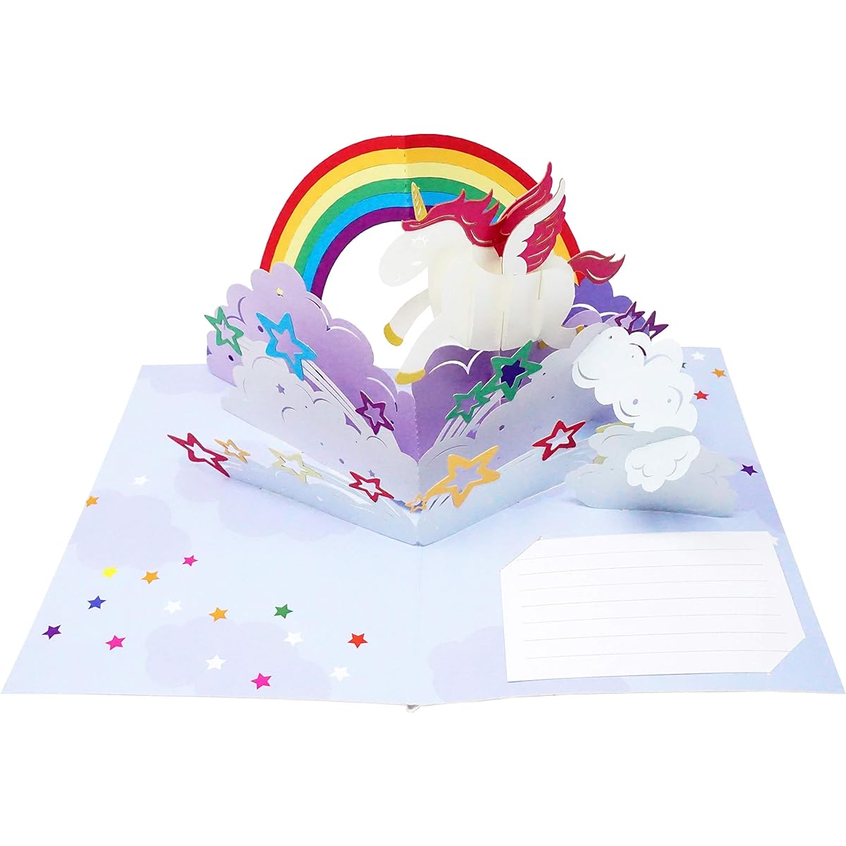 Unicorn - 3D Pop Up Greeting Cards for All Occasions - Love Birthday Christmas Lucky Congratulations - Personalized Message Note - Great Happy Gift - Thick Envelope Folds Flat