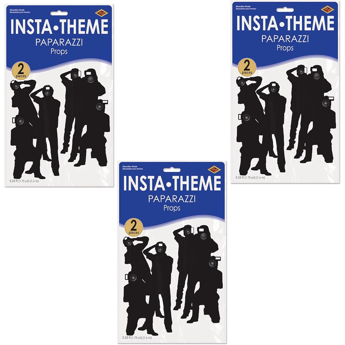Beistle 6 Pieces Plastic Paparazzi Photo Background VIP Movie Awards Night Party Decoration 63'' Black