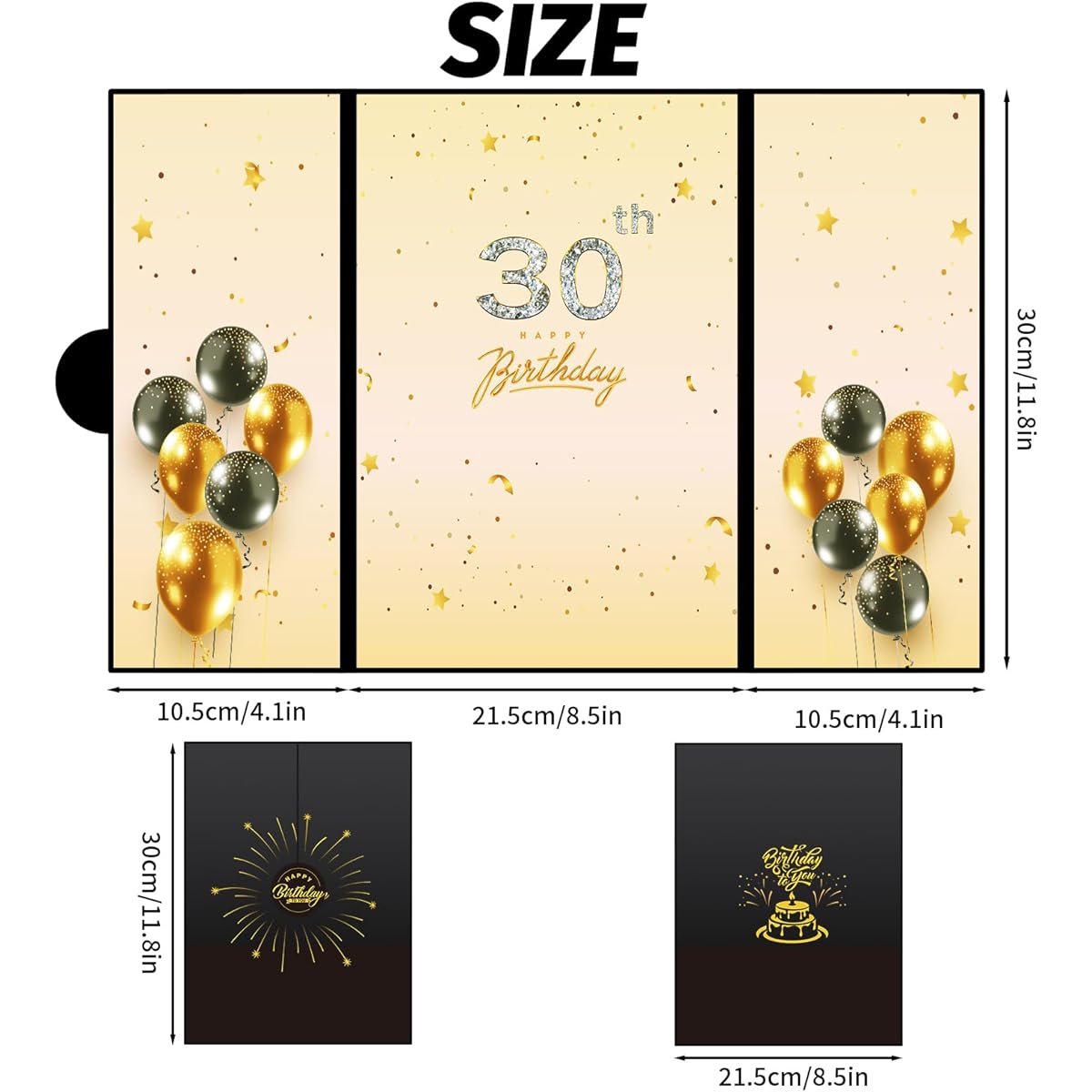 DASTTUIS Happy 30th Birthday Decorations for Her and Him - Black & Gold Birthday Guest Book Alternative - 30th Birthday Gifts for Men and Women - Memorable Signature Book - 30th Birthday Card