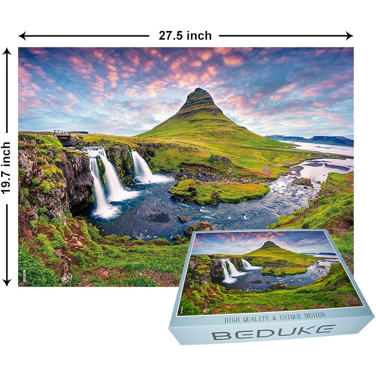 BEDUKE Jigsaw Puzzle for Adults 1000 Pieces Iceland Thick and Sturdy 1000 Piece Puzzle with Precise Interlocking for Ages 14 and Up Family Game