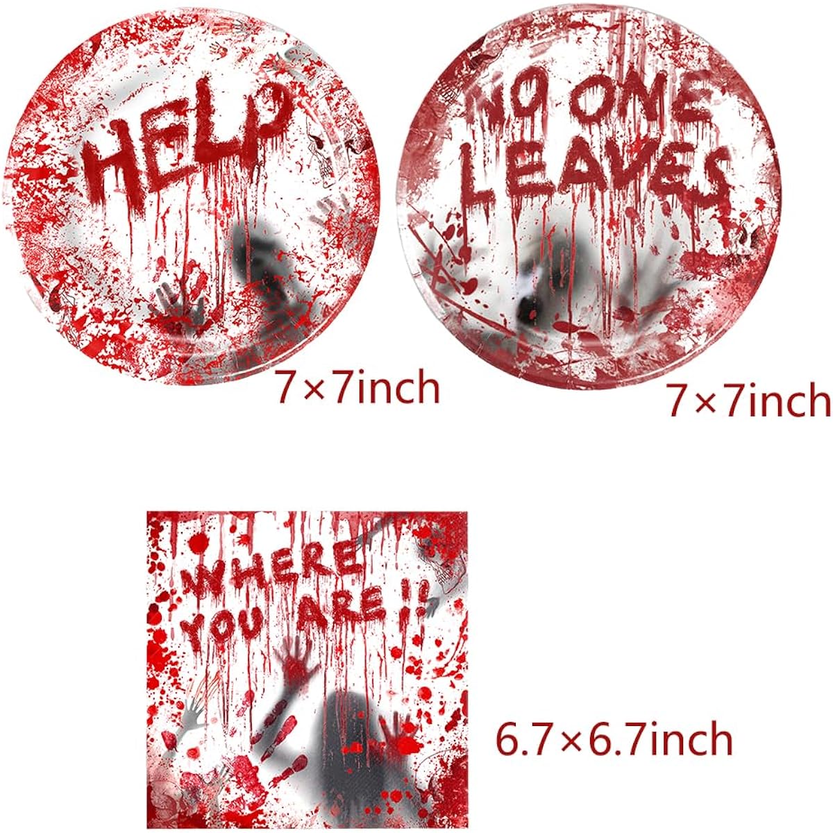 Egami Halloween Party Supplies 40 Dessert Plates 20 Napkins Halloween Bloody Hands Birthday Party Decorations (White Bloody Halloween Tableware)