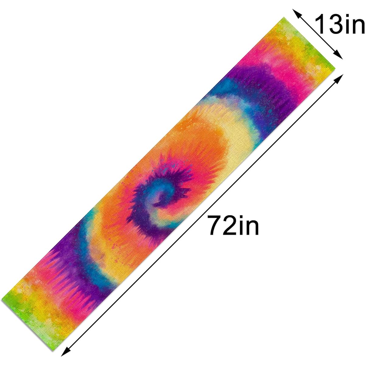 Linen Tie-dye Table Runner Rainbow Hippie Birthday Party Kitchen Dining Room Table Decoration