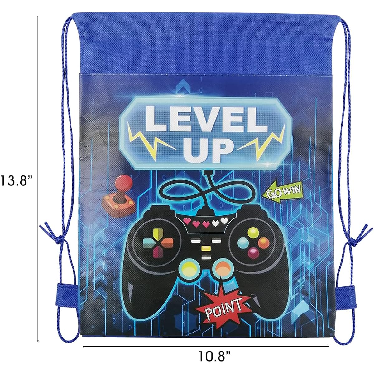 Cieovo 12 Pack Video Game Party Favors Gift Drawstring Bags Video Game Backpacks Video Game Game Theme for Kids Boys Teens Adults Birthday Baby Shower Party Decoration Supplies