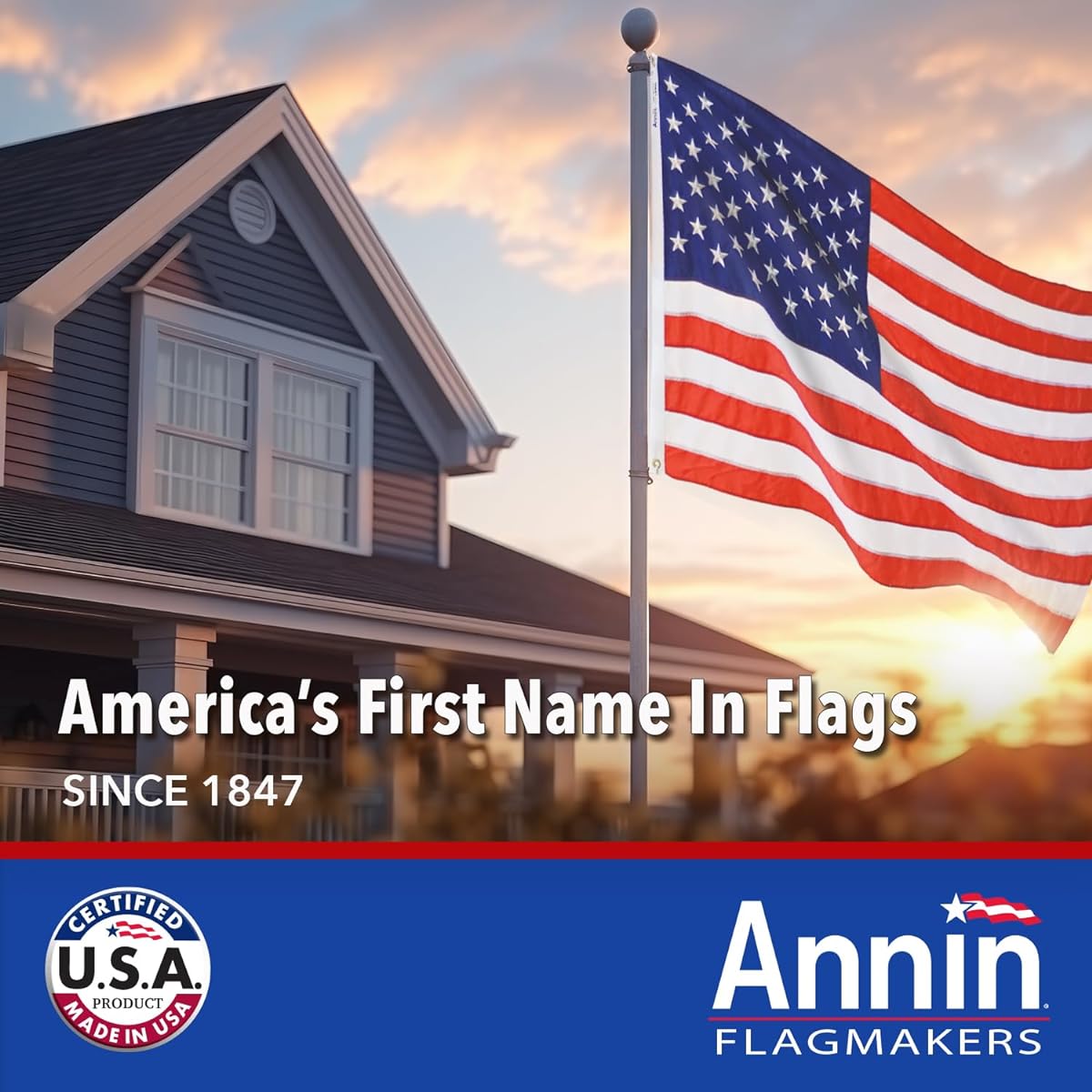 Annin Flagmakers 2300 6 ft. x 10 ft. Nylon-Glo American Flag