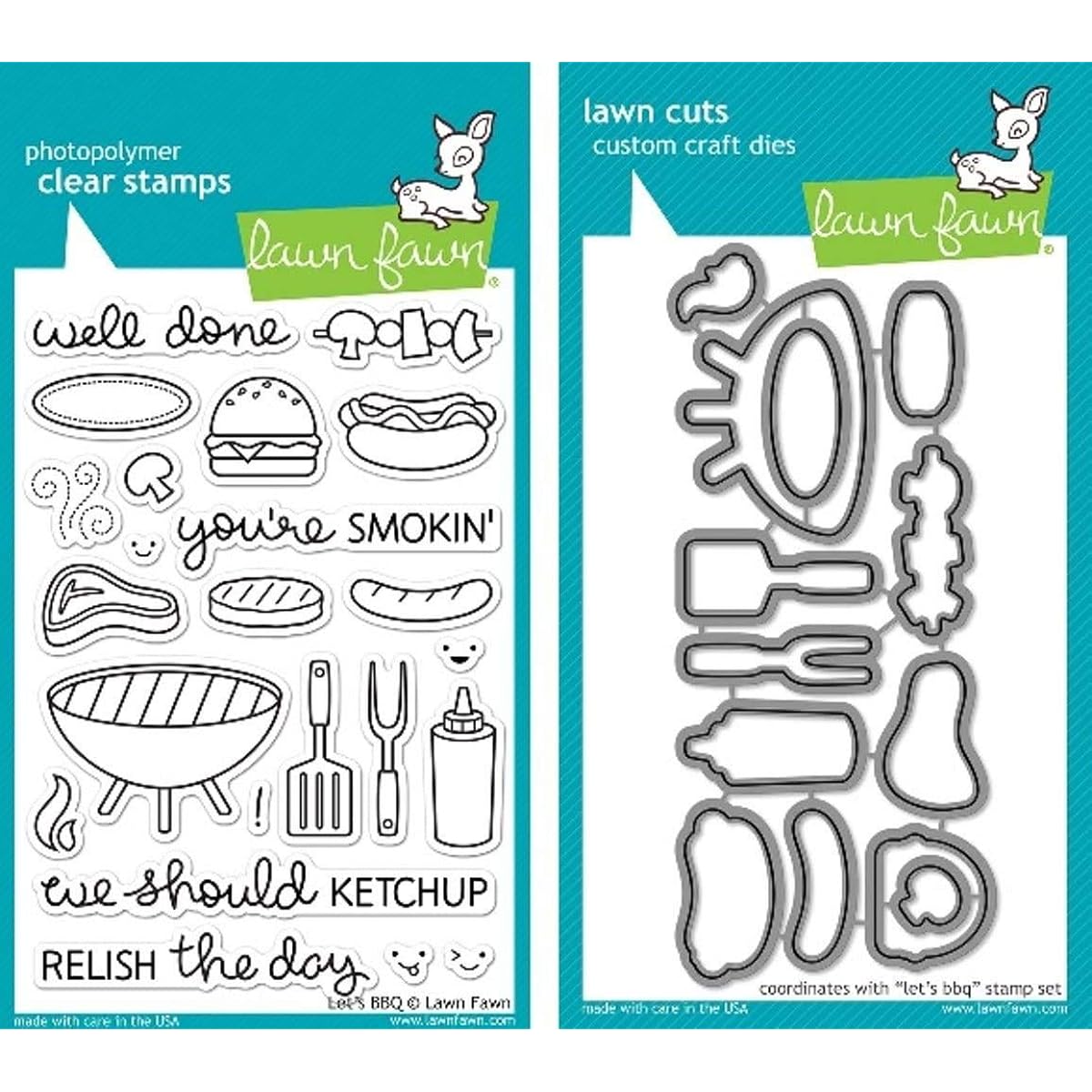 Lawn Fawn Let's BBQ Clear Stamp and Die Set - Includes One Each of LF889 (Stamp) & LF890 (Die) - Bundle Of 2 by Lawn Fawn