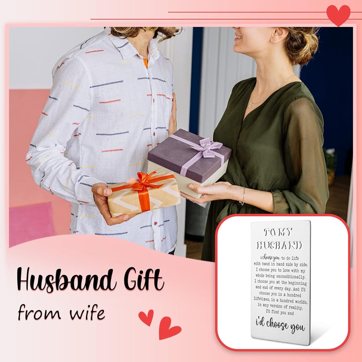 Husband Wallet Cards, Anniversary Cards from Wife for Him, Husband, Hubby, Engraved Wallet Insert Cards, I Love You Gifts, Love Notes for Husband, Long Distance Relationship, Birthday Gifts for Husband, Love Notes for Husband BEC1