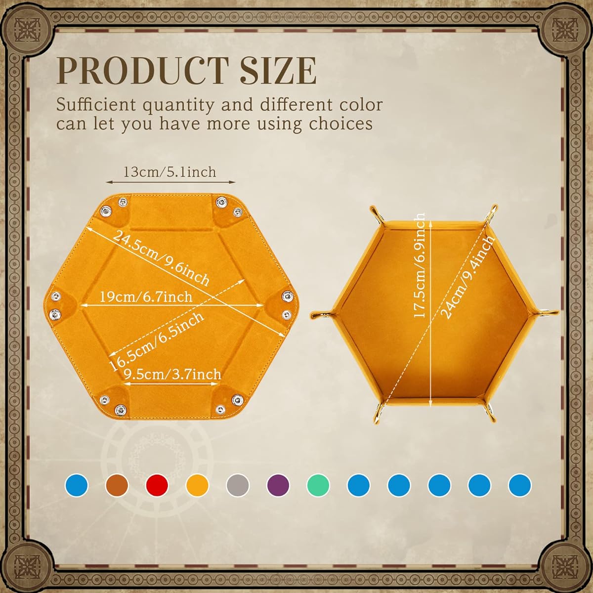 12pcs Dice Trays Rolling Portable Folding Dice Trays Thick PU Leather and Soft Velvet Dice Trays with Strong Tight Snaps for Table Games, 12 Colors