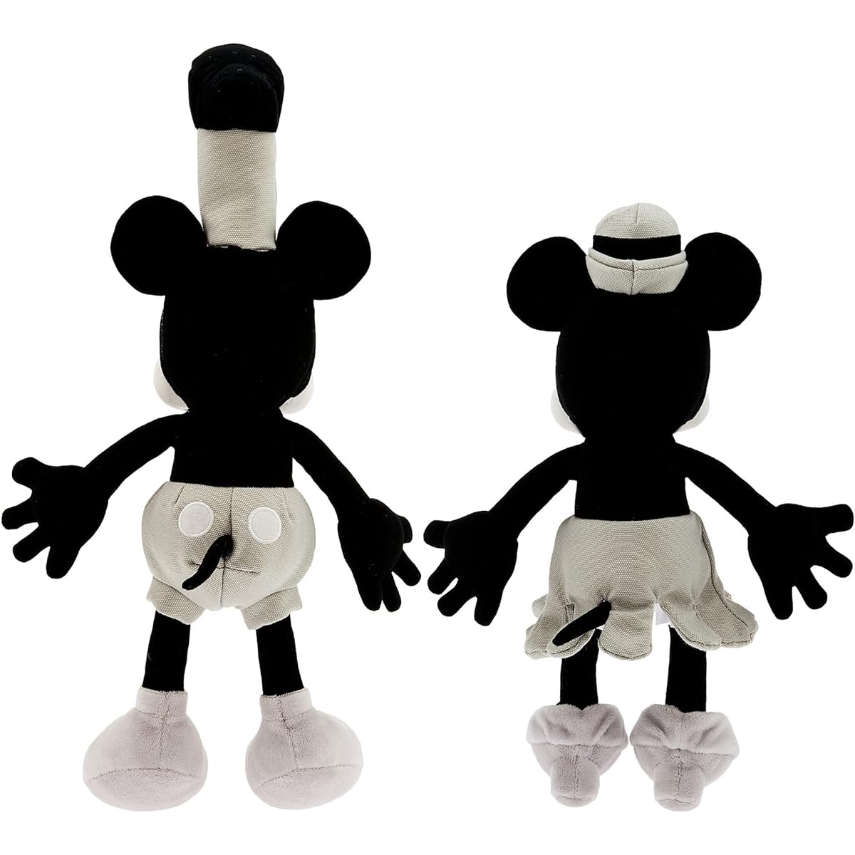 Disney100 Official Mickey & Minnie Mouse Steamboat Willie Plush Toy Set - Classic Vintage Design - 10.25" Collectible Toy for Fans & Kids
