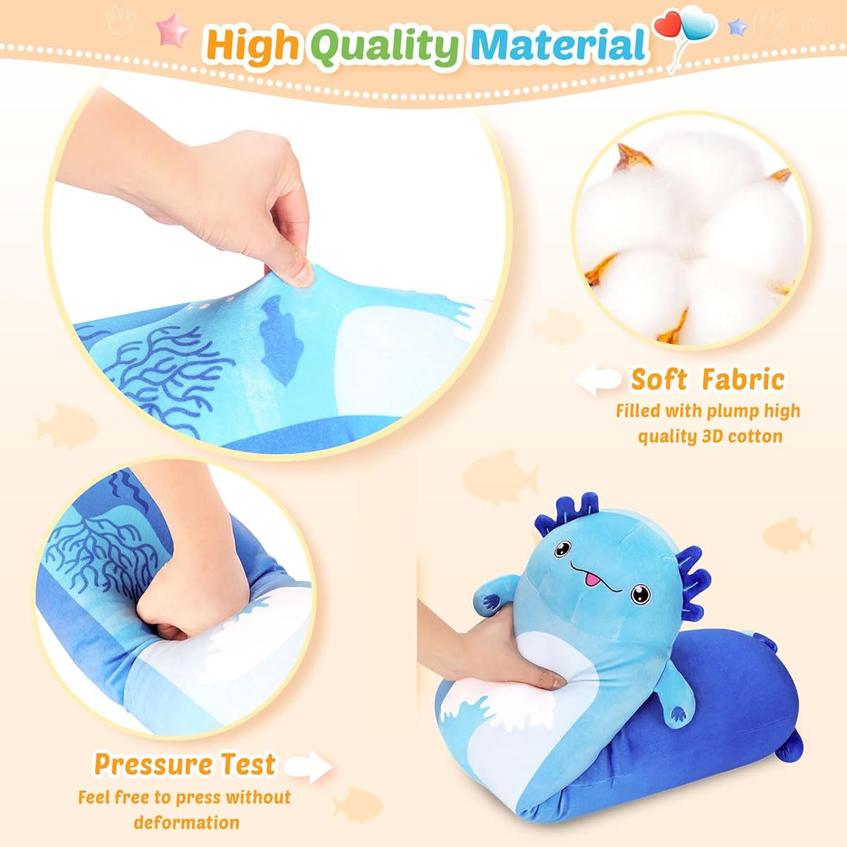 KMUYSL Axolotl Stuffed Animals Soft Plush Toys Cute 13" Plush Pillow Cute Stuffed Animal Dolls for Girls Kids Christmas Birthday Gifts Blue (Blue-28)