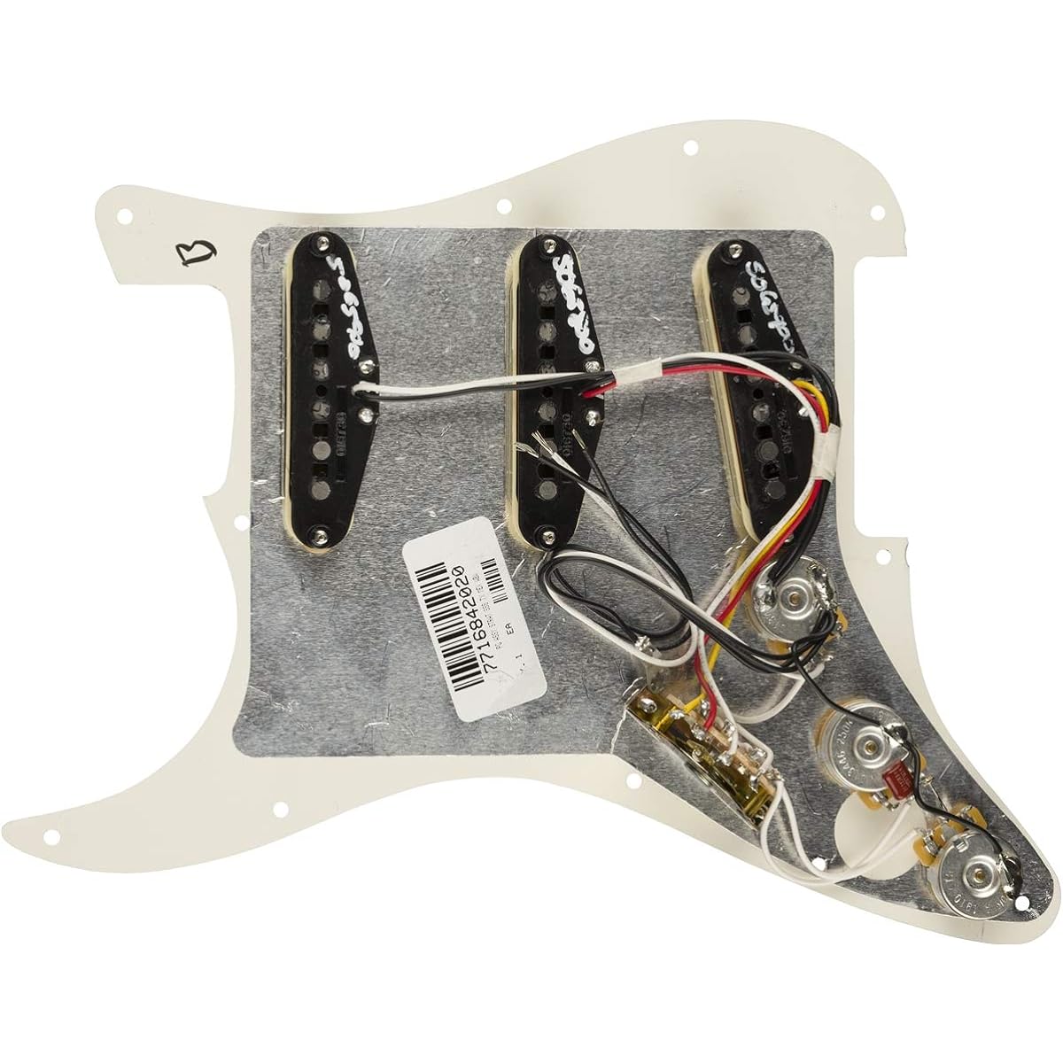 Fender Fender ◆ Pre-Wired Strat Pickguard, Tex-Mex SSS Pre-Wired Pickguard for Stratocaster Guitar Pre-Wired SSS Color: Parchment 11 Hole (0992343509) "Parallel Import Product"