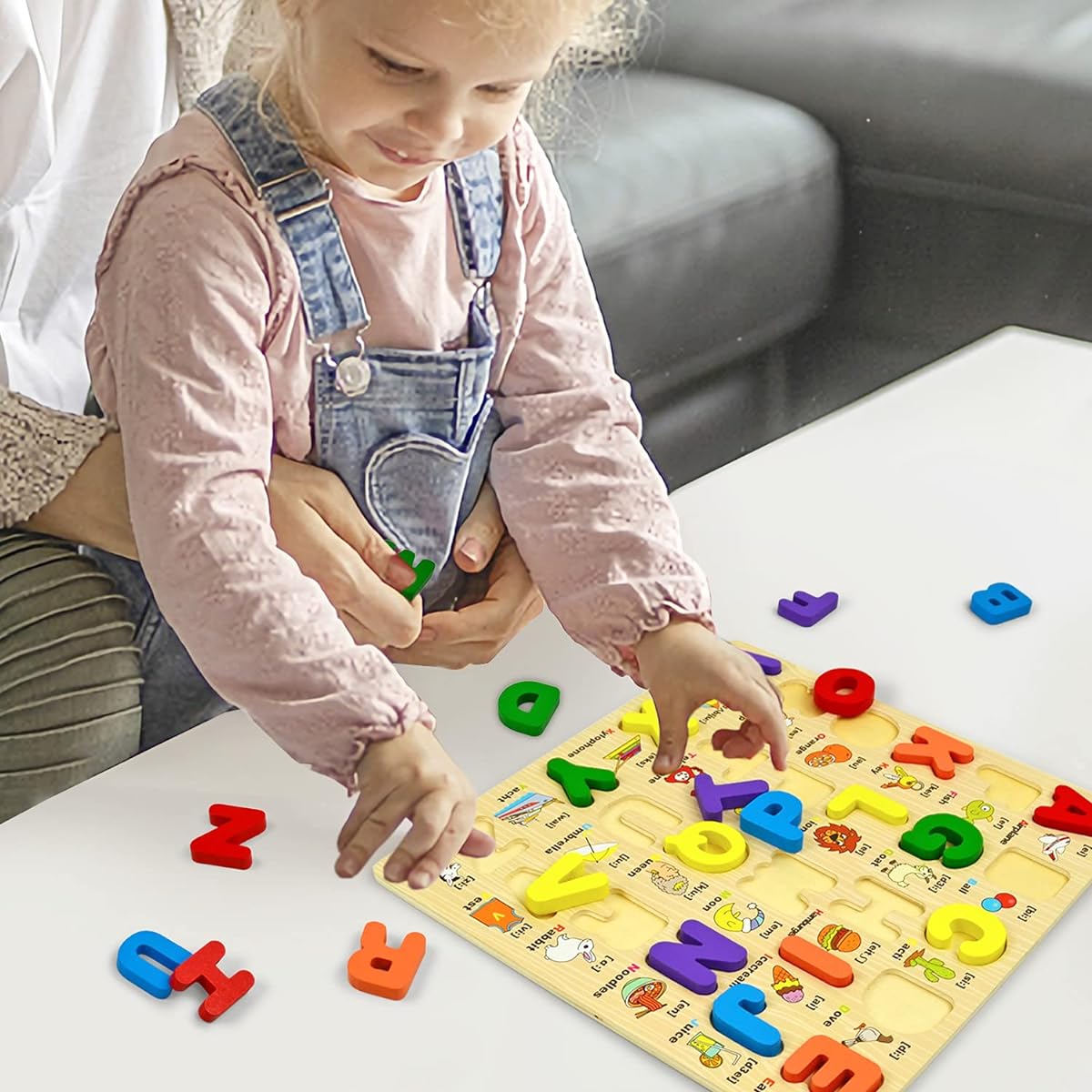 Wooden Alphabet ABC Puzzle for Ages 3-5, Early Education, Uppercase Letters, Large Letter Puzzle, Preschool, Kindergarten, Toddlers