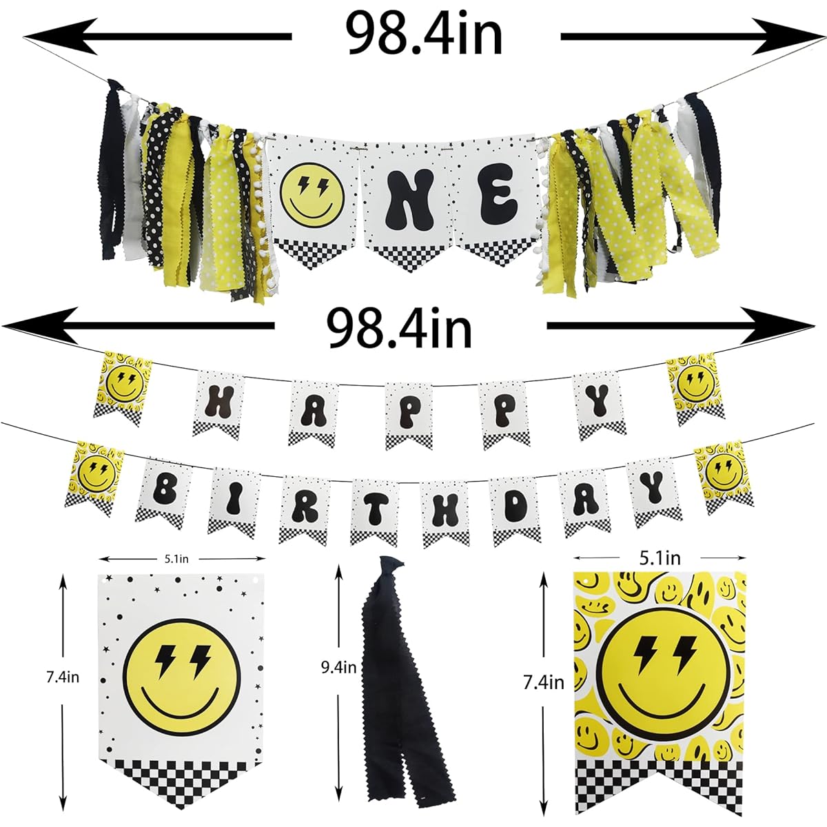 Happy Dude 1st Birthday Banner and Highchair Banner, 1st Birthday, Happy Dude Birthday Decorations, Groovy Theme Smiley Face Party, Birthday Gift for Boys