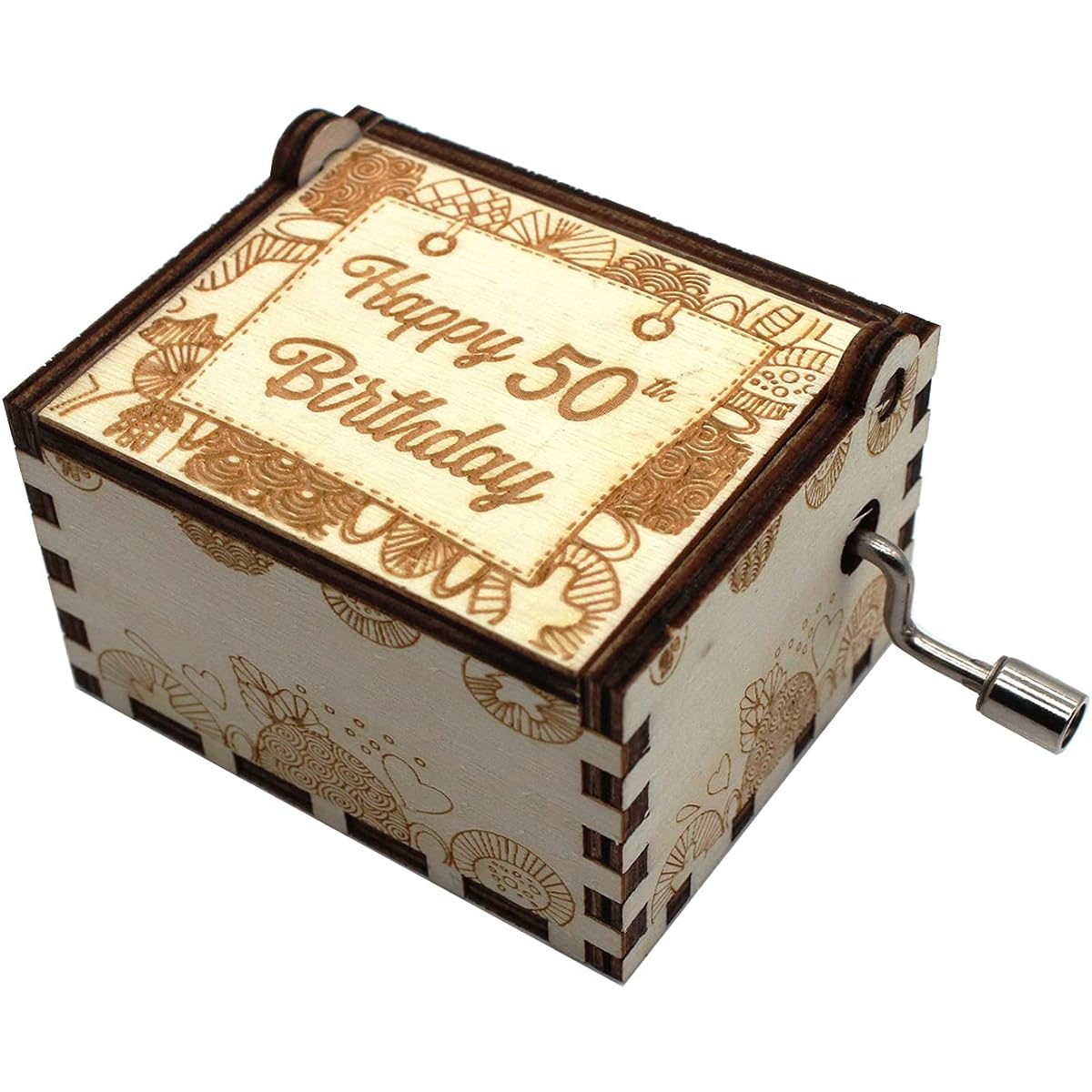 ukebobo Wooden Music Box - Happy Birthday Music Box 50th Birthday 50th Birthday Party Decorations - 1 Set (50-01 Years Old)