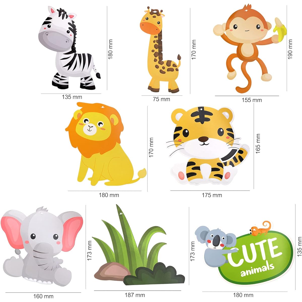 HOWAF Jungle Animal Party Decorations Jungle Animal Hanging Swirls Safari Party Forest Animal Theme Supplies for Baby Shower Kids Birthday Party 30 Pieces