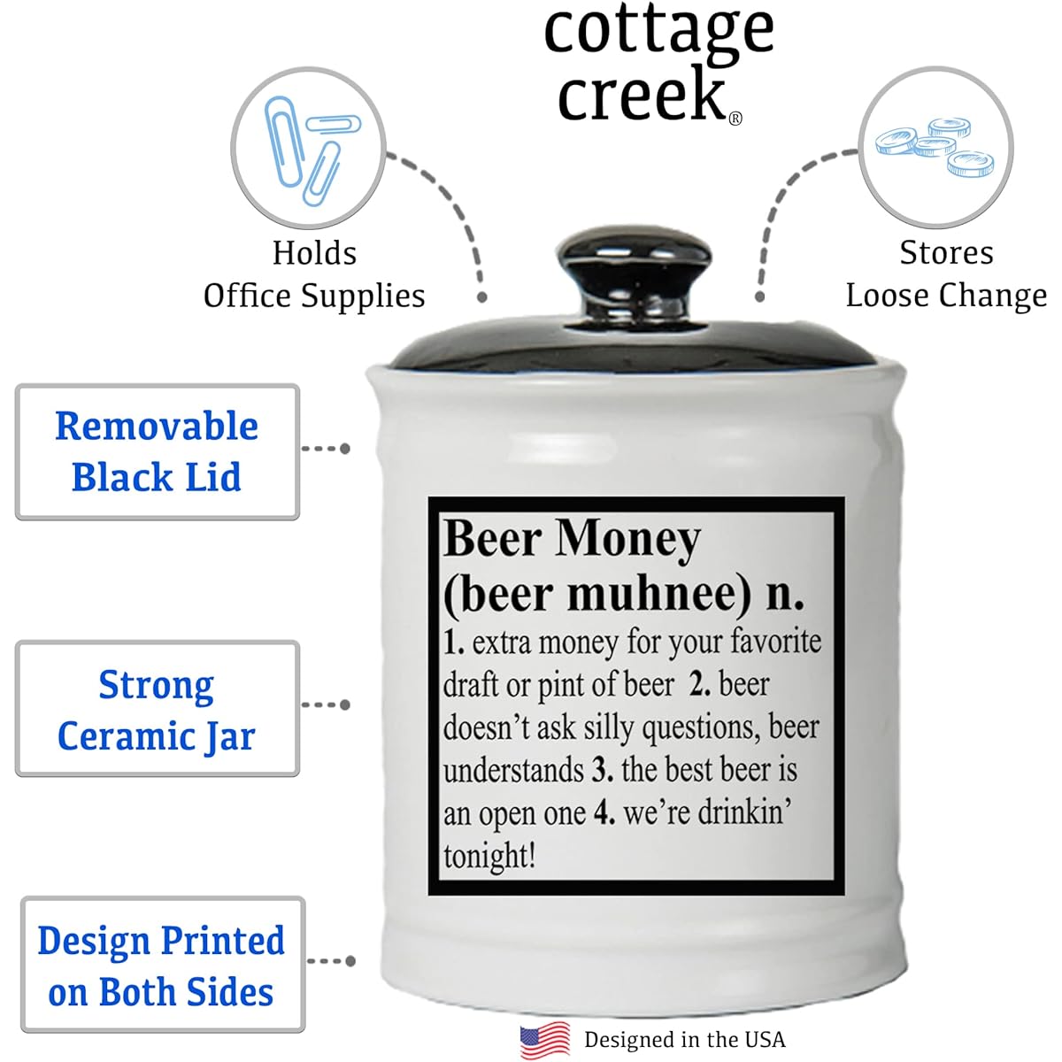 Beer Money Ceramic Piggy Bank Candy Jar Funny Gift for Dad Gift for Beer Lover Beer Gift