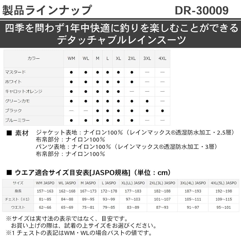 DAIWA Rain Wear Rain Max® Detachable Rain Suit DR-30009