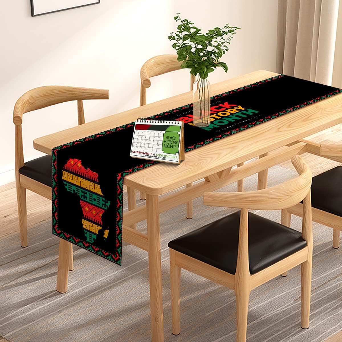 Pudodo Black History Month Table Runner African American Afro Festival Holiday Kitchen Dining Room Home Decor 13x72 Inch