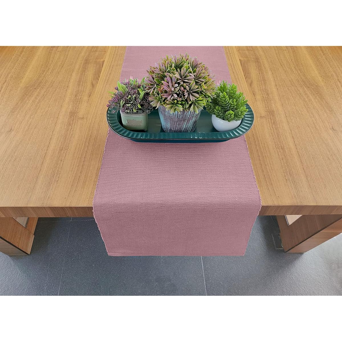 AVKA Studio 100% Cotton Ribbed Table Runner - 1 Pack - 13 x 72 inches - Dusky Pink - Dining or Kitchen Table Runner Thick Construction for Everyday Use, Picnics, Outdoor Tables, Weddings, and More