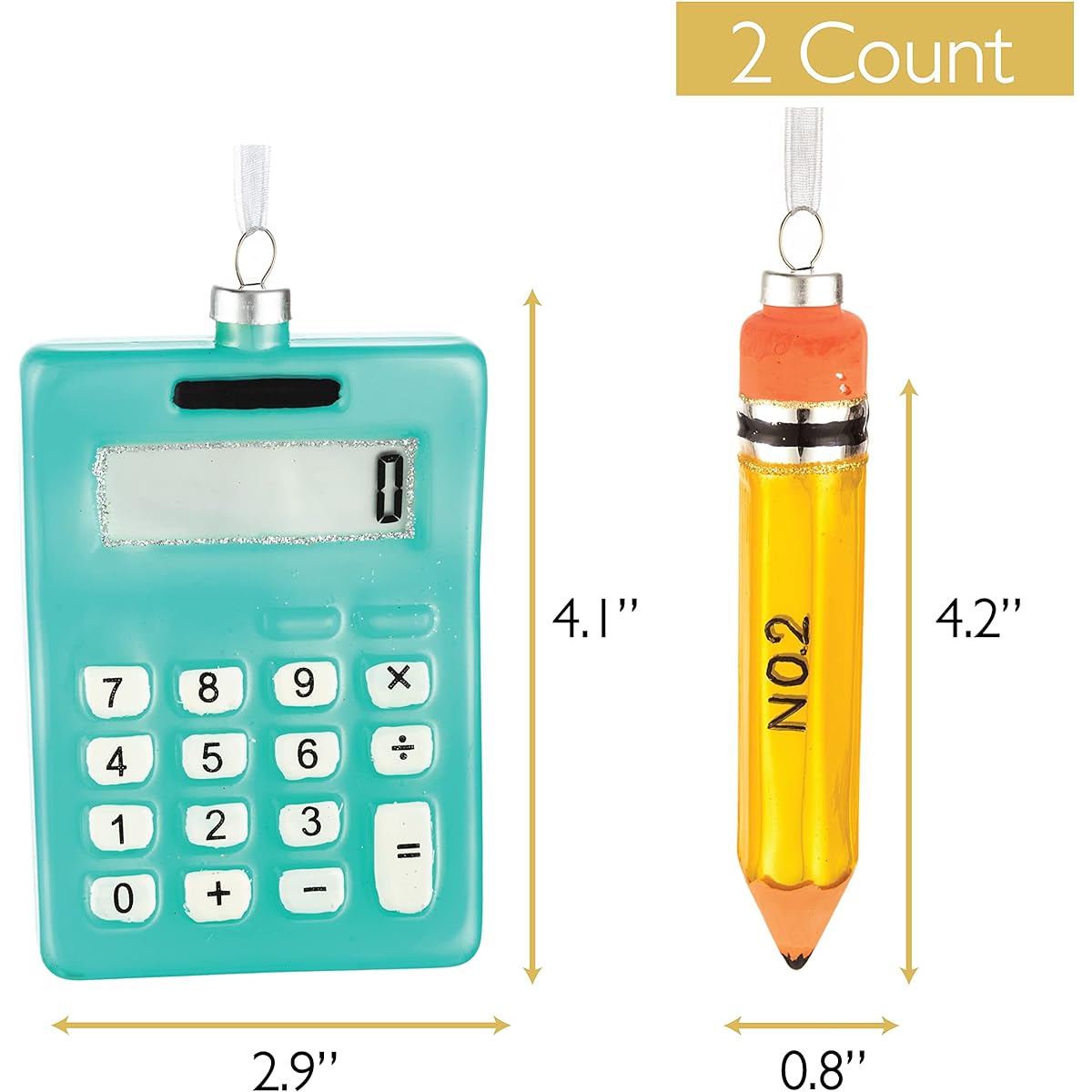 Every Day is Christmas Blown Glass Ornaments 2021 Cute Handmade Figurines Tree Decorations Calculator Pencil