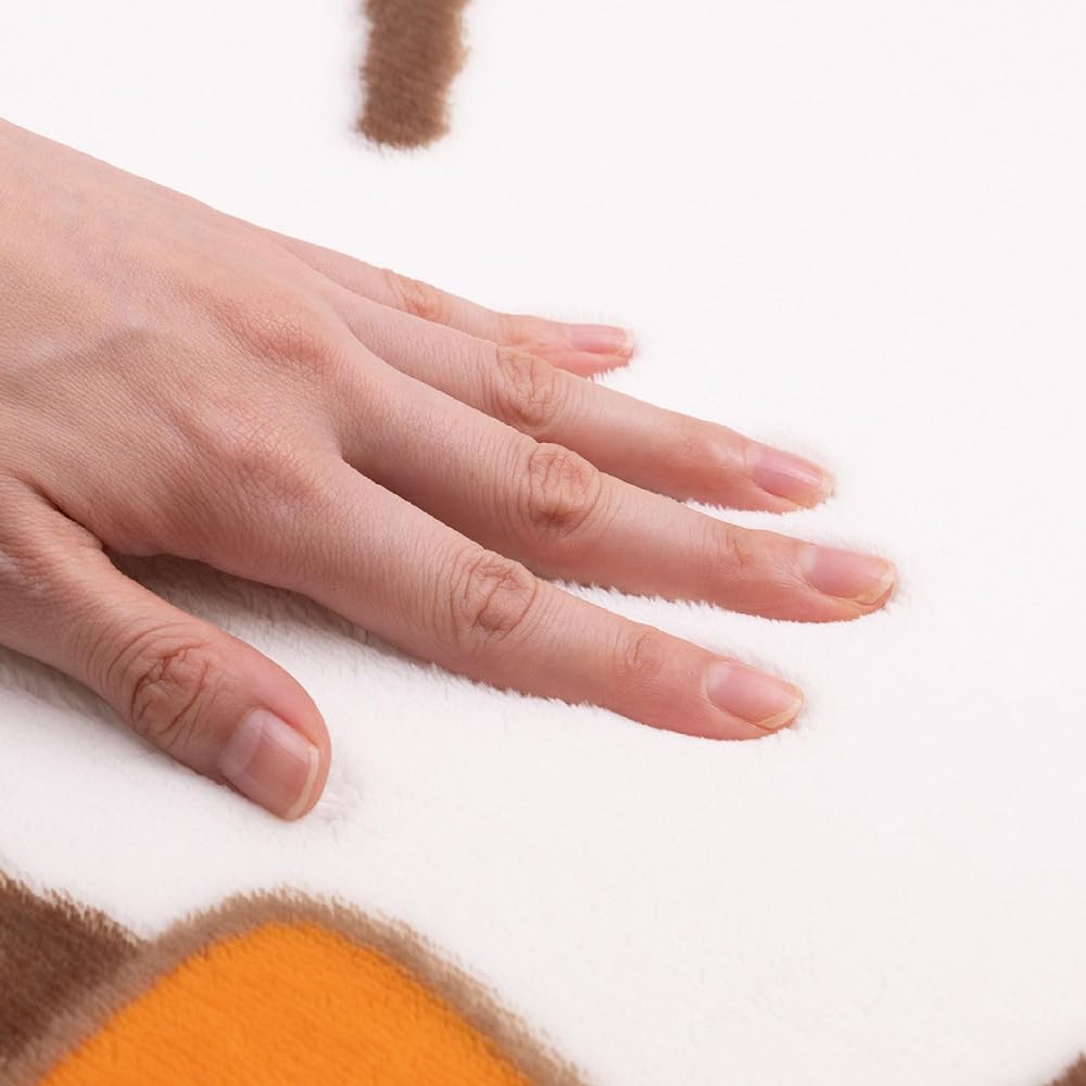 Senko Snoopy Flowers Rug Mat Approx. 180 x 180cm Orange Character Compatible with Floor Heating Cute Fluffy Soft Warm Washable 28073