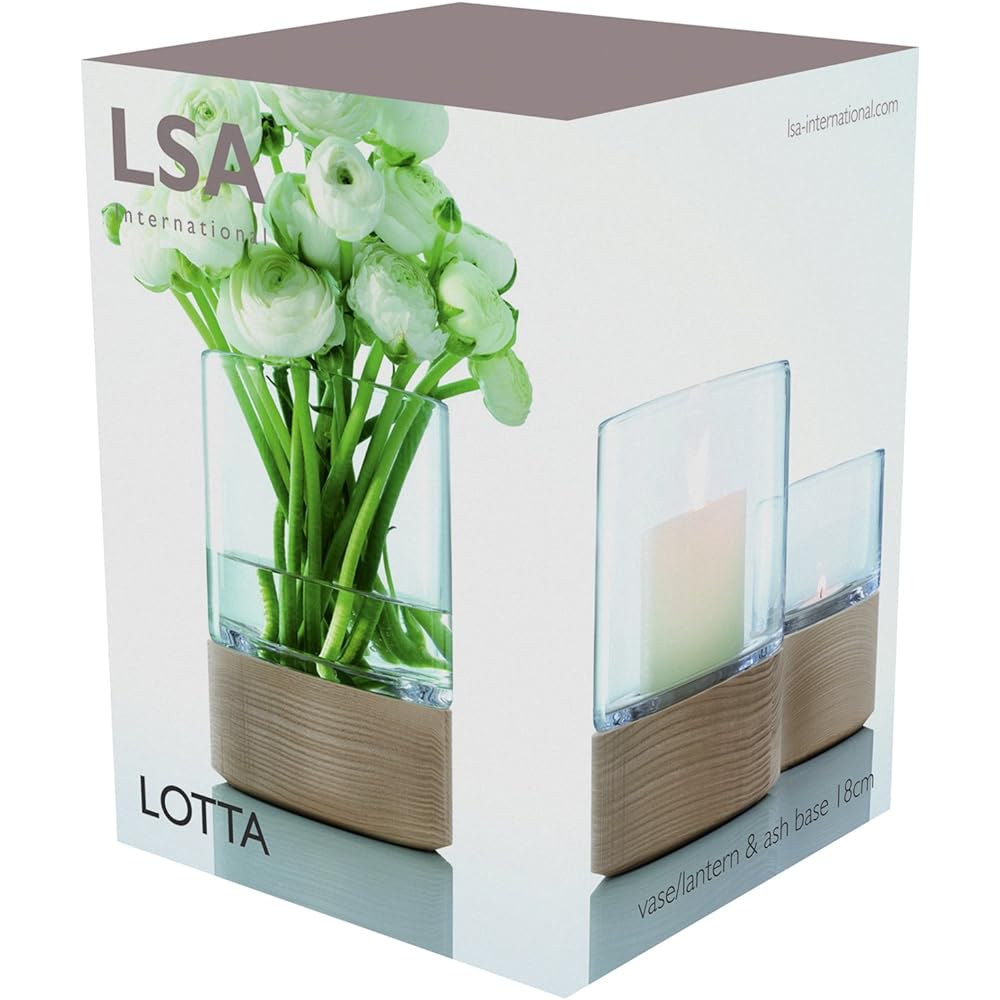 LSA Flower Vase Wood Stand Clear Height 18cm LOTTA G991-24-301