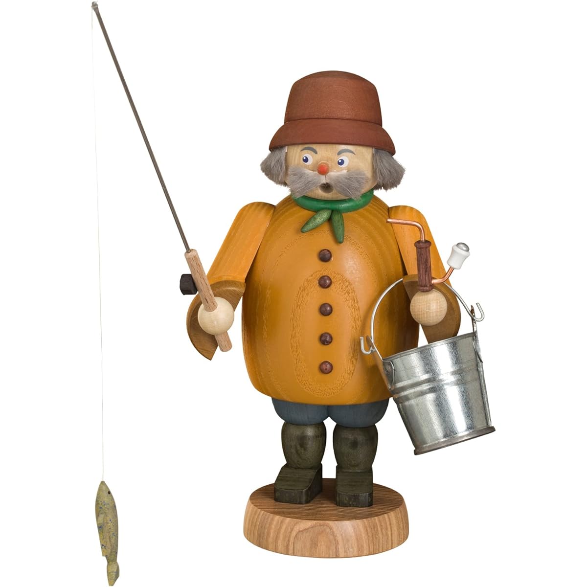 Smoke figure - Fisherman, height 22 cm, Erzgebirge Seiffen Folk Art original, SV 12662