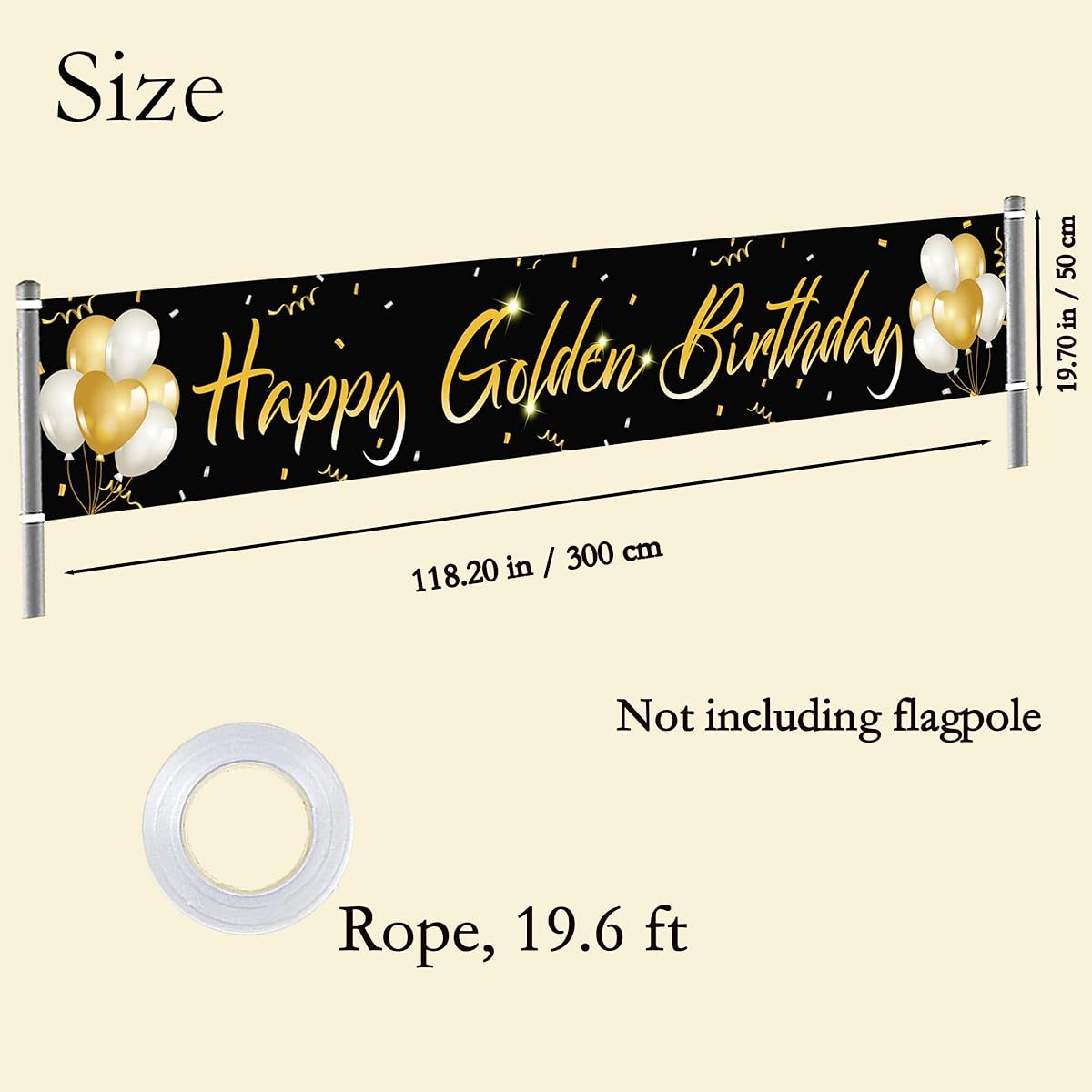 Labakita Big Happy Golden Birthday Banner Golden Birthday Party Banner 5 Years Old 21 Years Old 24 Years Old 25 Years Old 28 Years Old 30 Years Old 50 Years Old 60th Birthday Decoration Supplies