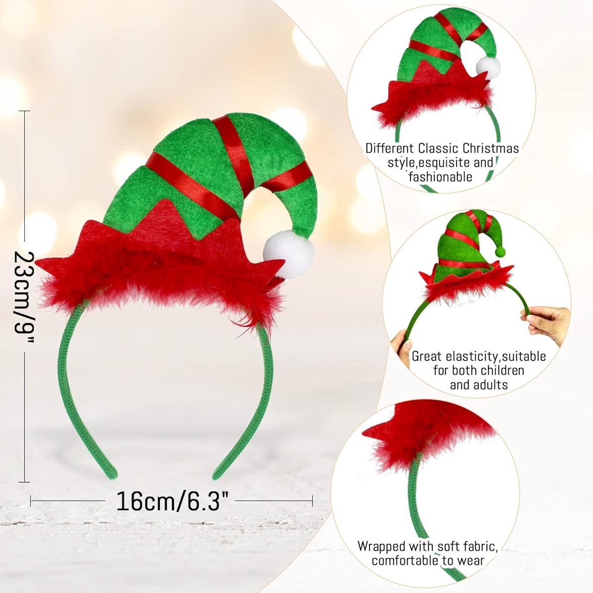 Tuzuaol Christmas Headbands 8 Pack Bulk Christmas Headbands Christmas Costume Accessories Holiday Party Decorations