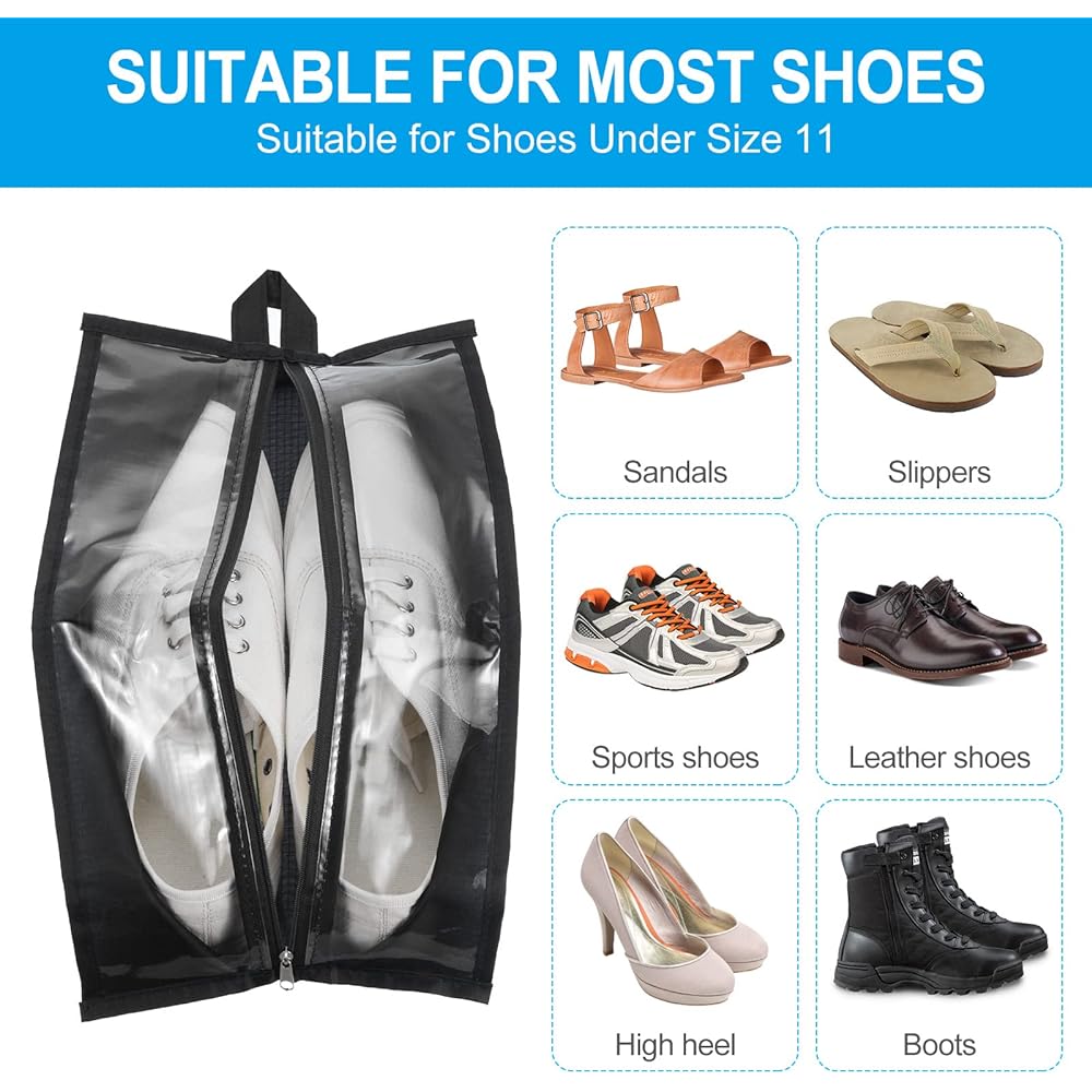 PATIKIL Waterproof Shoe Bag 3 Pieces Travel Storage Bag Portable Shoe Organizer with Zipper for Outdoor Travel Black Pink