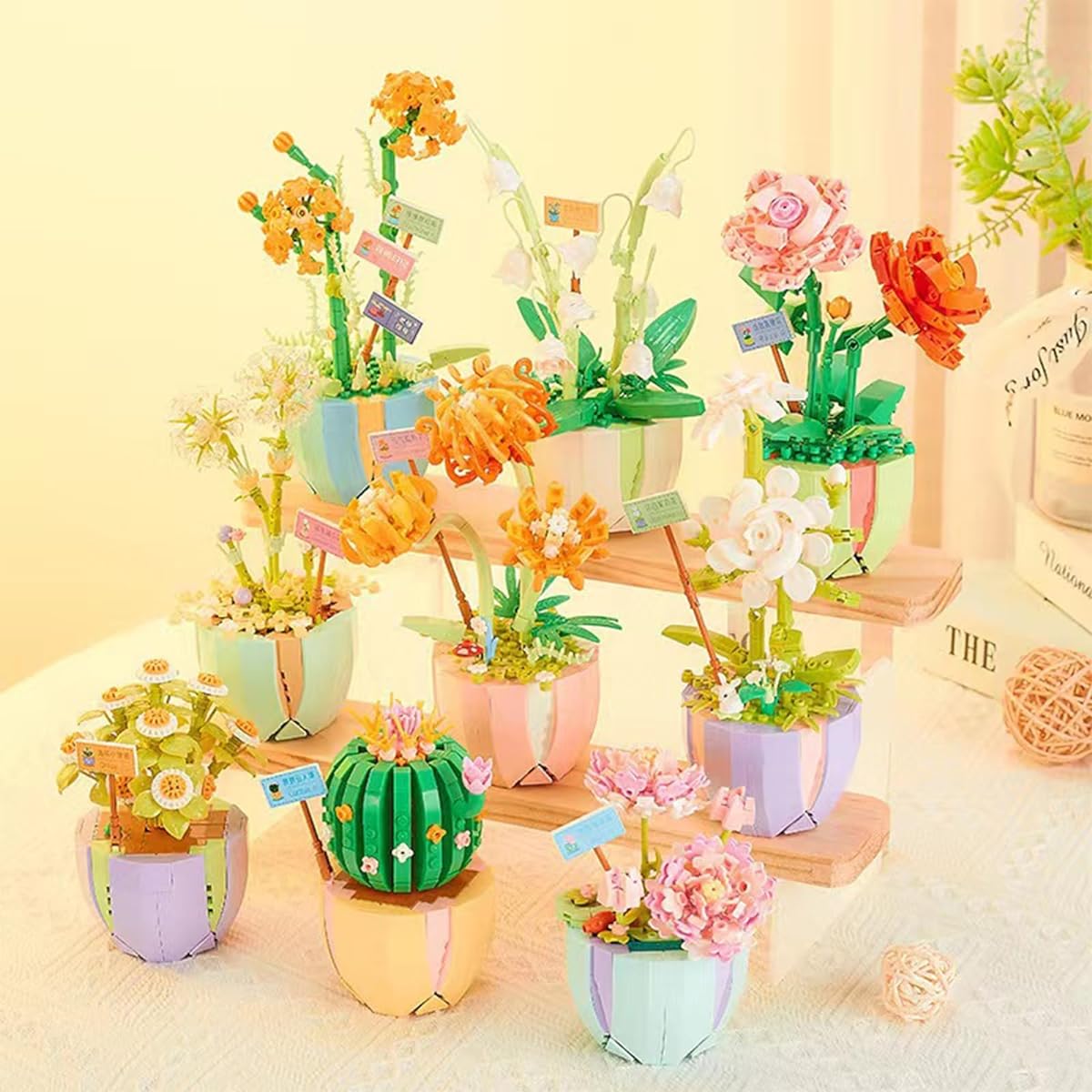 POSO Block Toys, Building Blocks, Micro Blocks, Bonsai, Potted Plants, Houseplants, Flowers, 3D Puzzles, Assembly Toys, DIY, Room Interior, Never Withers, New Year Gift, Birthday, Christmas, Present, Gift, Boys, Girls, Adults, 9PCS (9PCS)