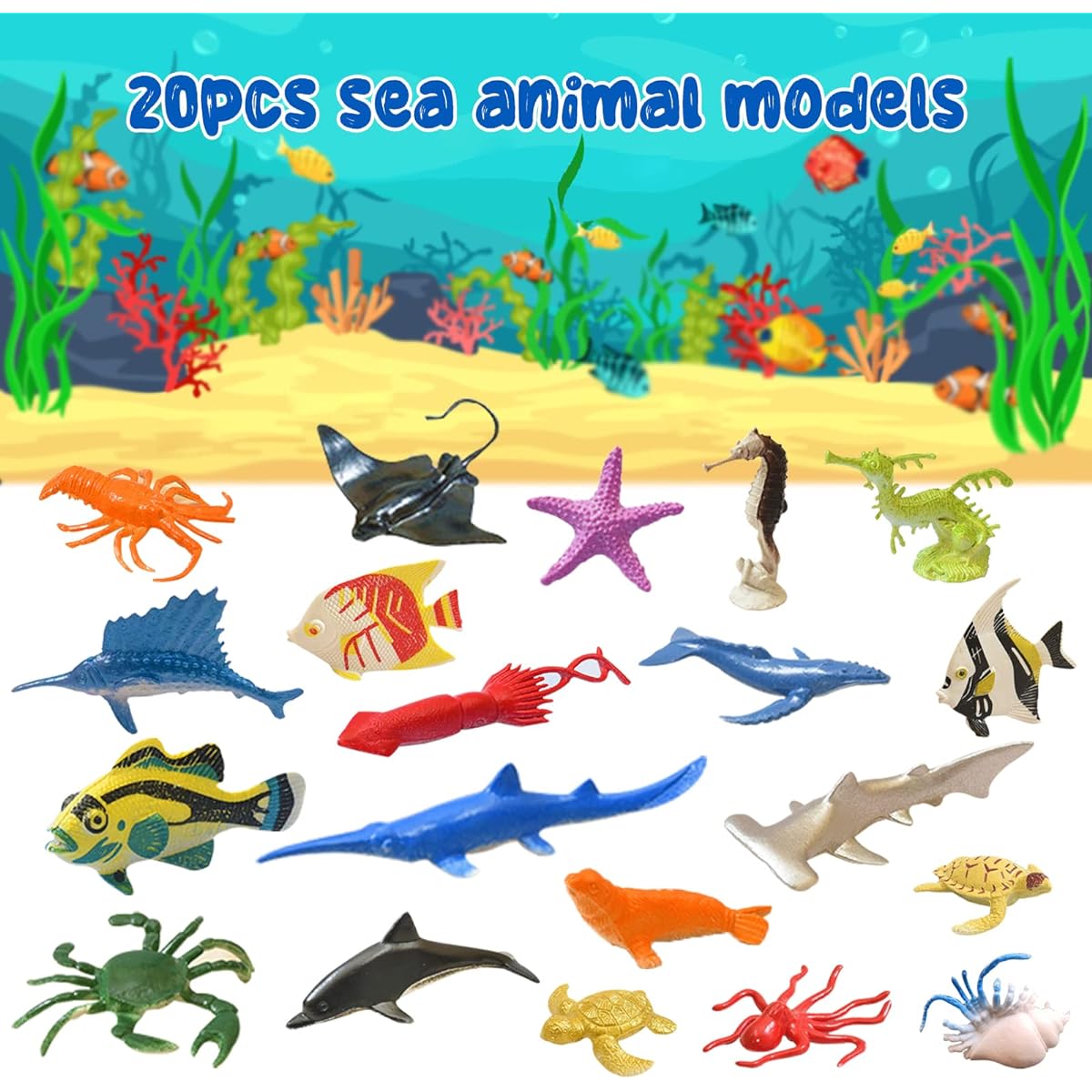 plorbach 228pcs Under The Sea Party Favors Mini Plastic Ocean Animal Figures Luminous Temporary Tattoos Ocean Birthday Party Supplies Sea Animal Themed Party Favors Set for Boys and Girls