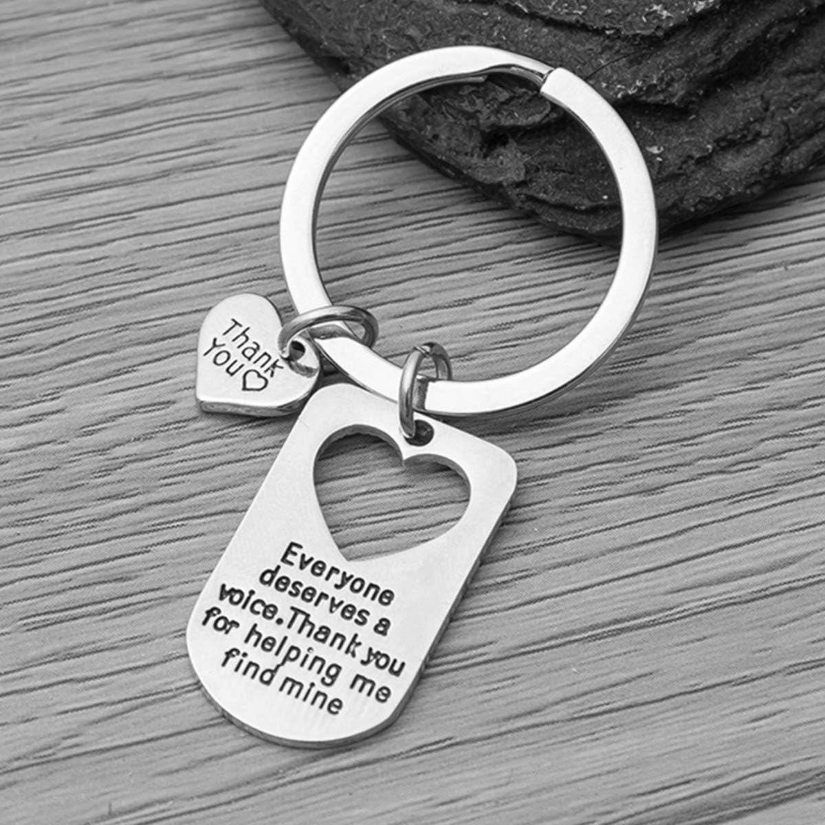 Speech Therapist Keychain Everyone Deserves a Voice Thank You for Help Me Find Mine - Speech Language Pathologist Jewelry Appreciation Gift