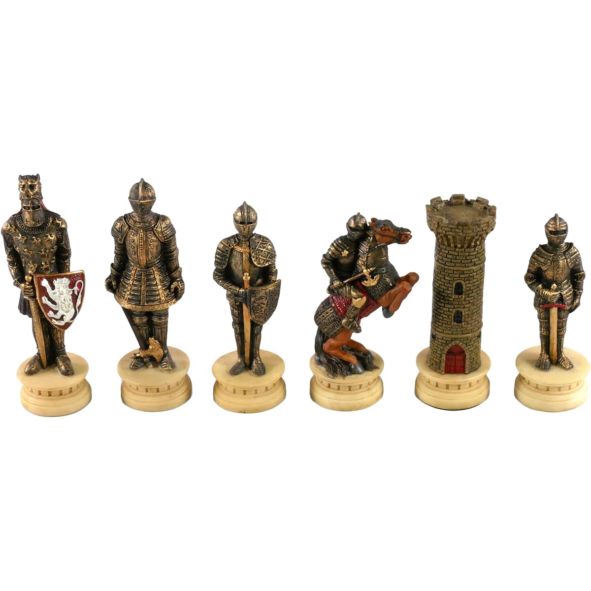 Medieval Times Armored Knights Painted Resin Chess Pieces