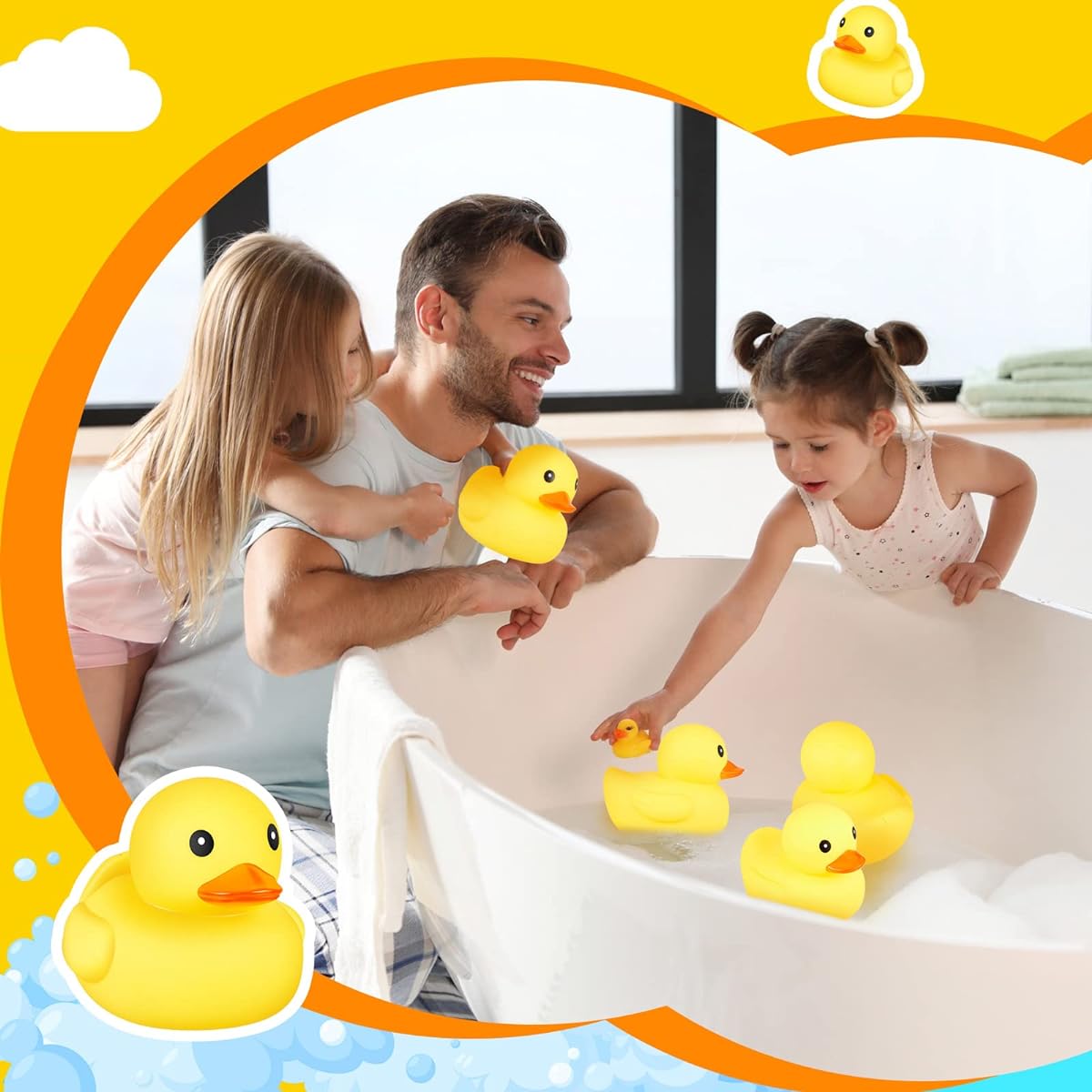 Jumbo Rubber Duck 7 Inch Big Yellow Duck Bath Toy Giant Rubber Duck Big Floating Sound Duck Bathtub Toy Shower Birthday Party Supplies Favors Decorations 6 Pieces