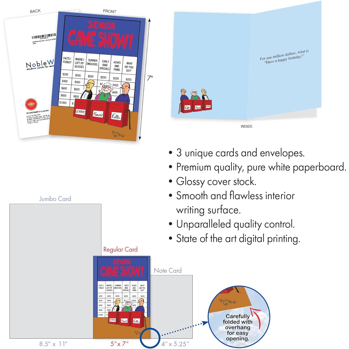 NobleWorks (NobleWorks) Cheerful Birthday Greeting Cards with Envelopes Assorted Pack (3 Designs, 1 of Each) Game Day VC10232BDG-C1x3