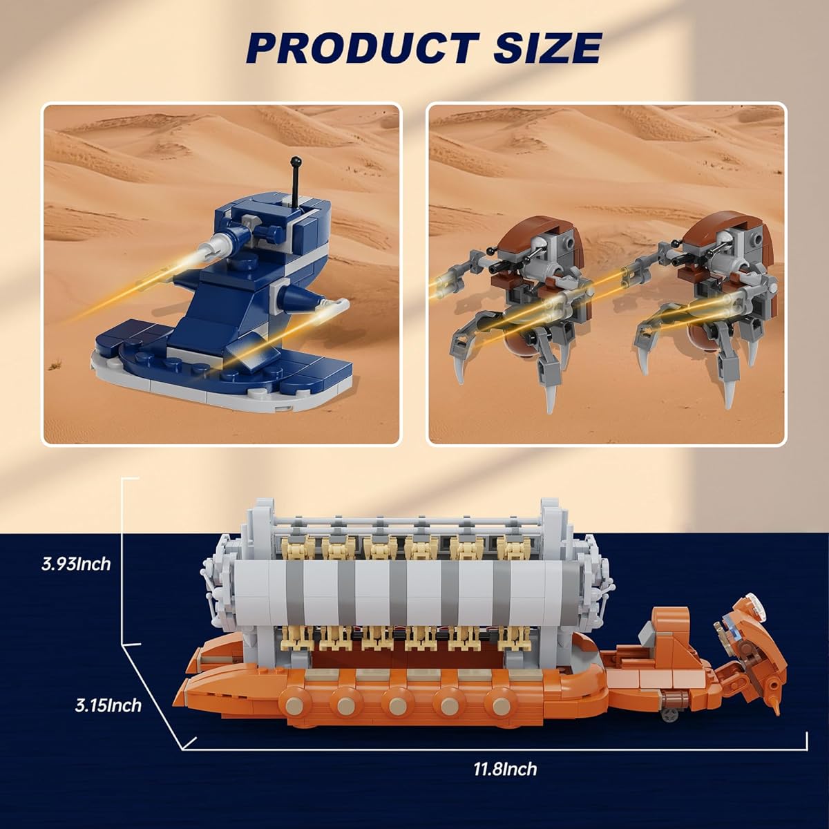 BuildingBoat Battle Soldiers Troop Carrier Platoon Attack Craft Building Set, Battle Army Action Figures, Great Building Toys for Ages 6+, Brown
